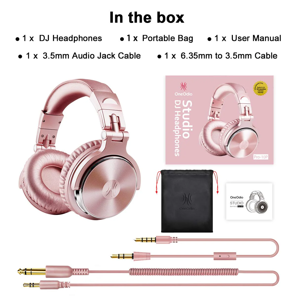 OneOdio Over Ear Headphones for Women and Girls, Wired Bass Stereo Sound Headsets with Share Port and 50mm Driver Rose Gold Headsets with Mic for PC Phone Laptop Guitar Piano Mp3/4 Tablet (Pink) Pink One Size - Image 7