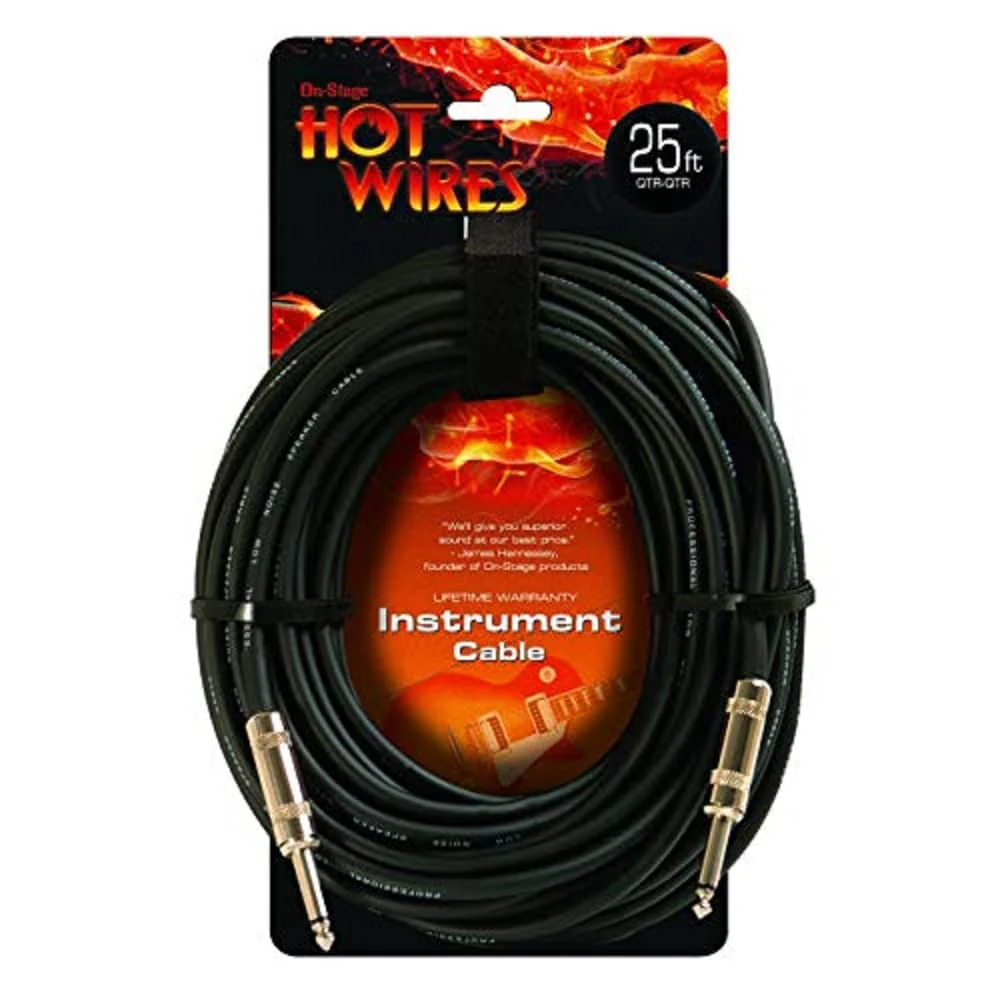 OnStage On-Stage Hot Wires 1/4" Guitar Instrument Cable, 25 Feet 25 Ft.