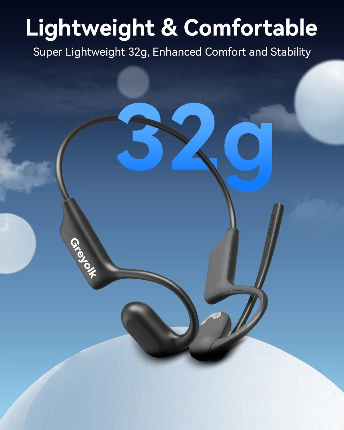 Open Ear Headphones with Mic, Bluetooth Headset with AI Noise Cancellation Microphone Air Conduction Headphones Bluetooth 5.4 Wireless Headset with Mic for Work Call Meeting Driving Sports（Black） - Image 4