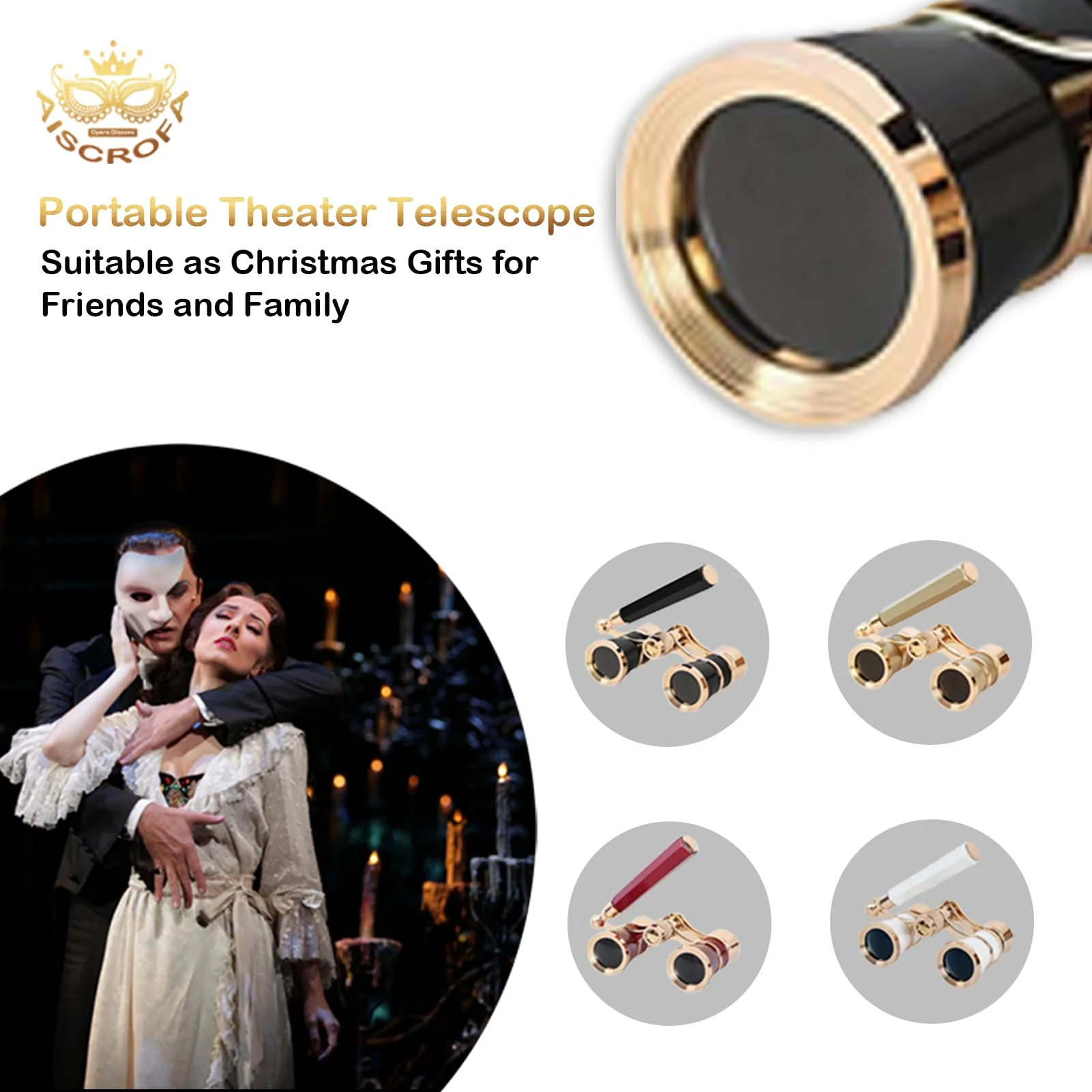 Opera Glasses,3X25 Theater Binoculars with Foldable and Extendable Handle,Mini Binocular Compact Lightweight,Portable Theater Glasses for Adults Kids Women in Musical Concert Black with Handle - Image 6