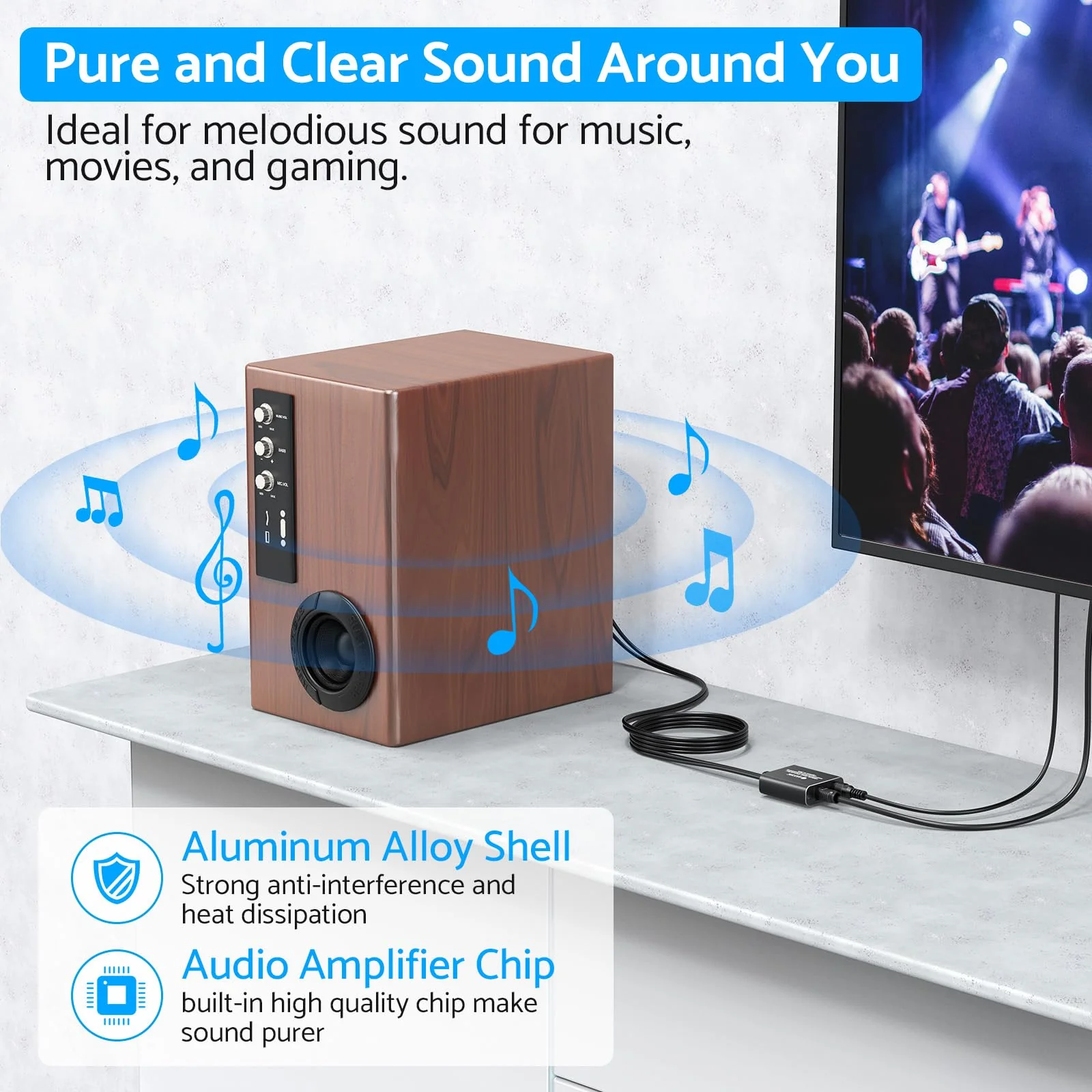Optical to RCA Converter,eSynic 192 KHZ Digital to Analog Audio Converter Portable Optical to RCA Adapter 2.1m Optical Audio to RCA Cable Aluminium Alloy Shell DAC Converter for HDTV Blue-ray PS4 etc 192KHZ Style-A - Image 6