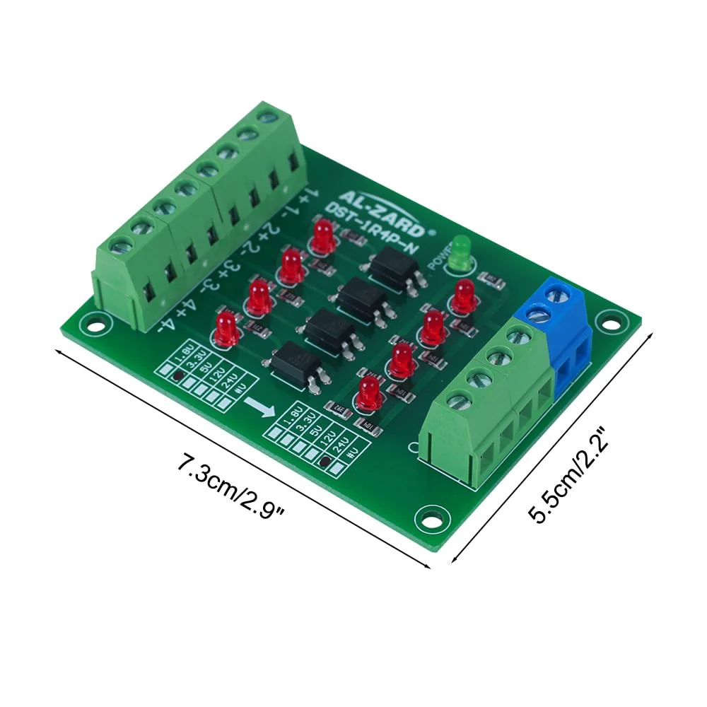 Optocoupler Isolation Module, 4 Channel 3.3V to 24V Optocoupler Isolator, PLC Signal Converter Board Signal Converter Board - Image 3