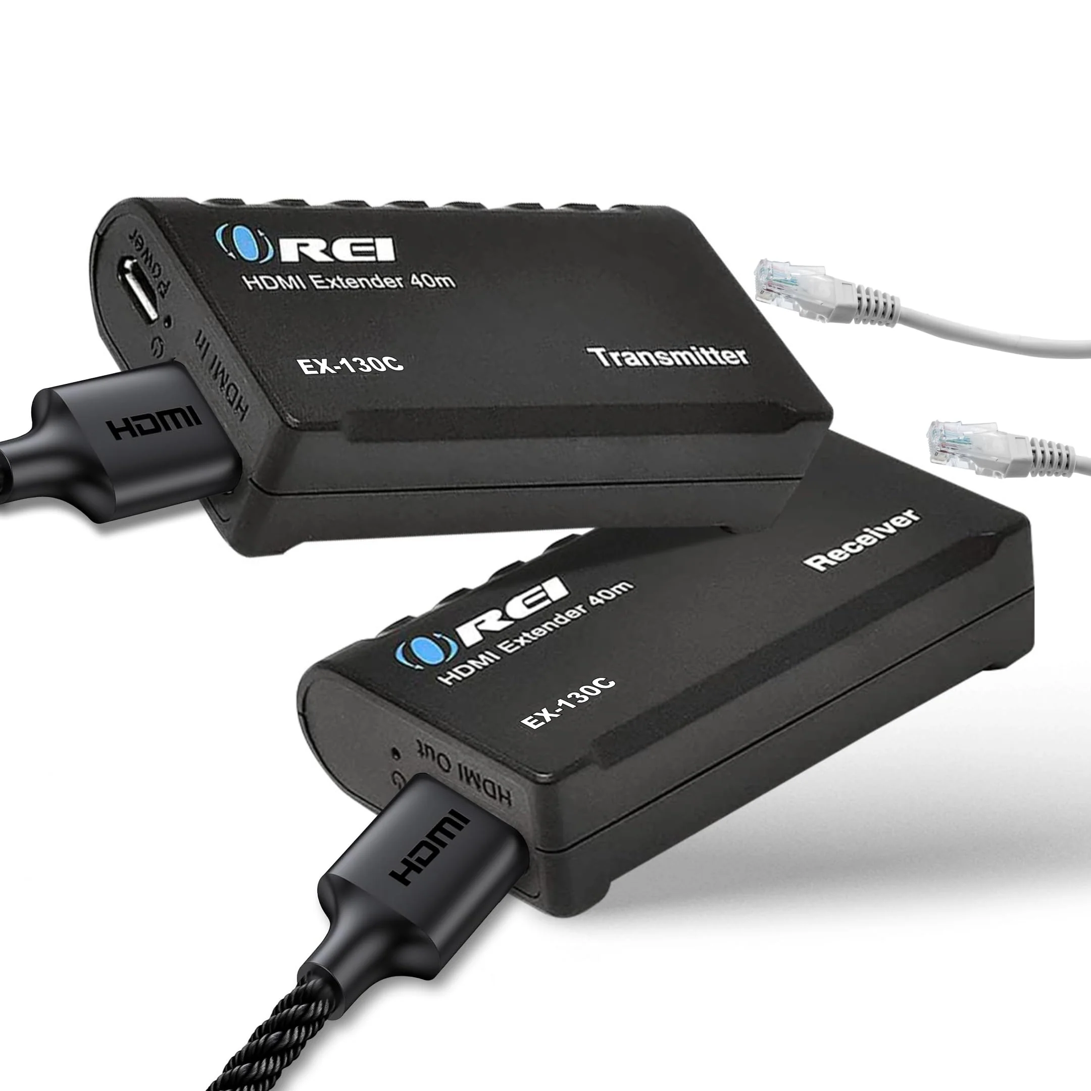 OREI 1080p HDMI Extender Over Ethernet up to 131 Feet - 1080@60Hz HDMI 1.4 HDCP 1.4, Over CAT6/7 Cable- Power Over Cable (EX-130C)
