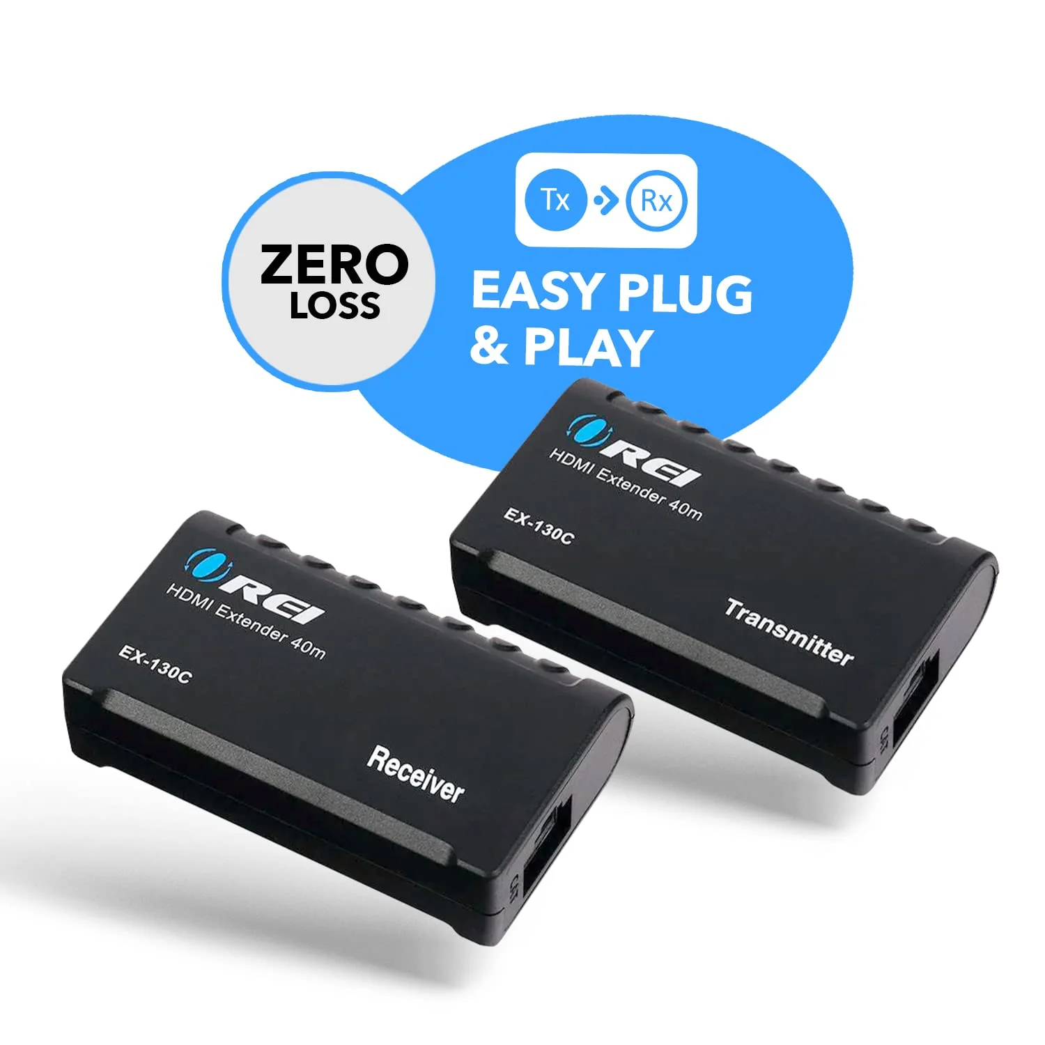 OREI 1080p HDMI Extender Over Ethernet up to 131 Feet - 1080@60Hz HDMI 1.4 HDCP 1.4, Over CAT6/7 Cable- Power Over Cable (EX-130C) - Image 3