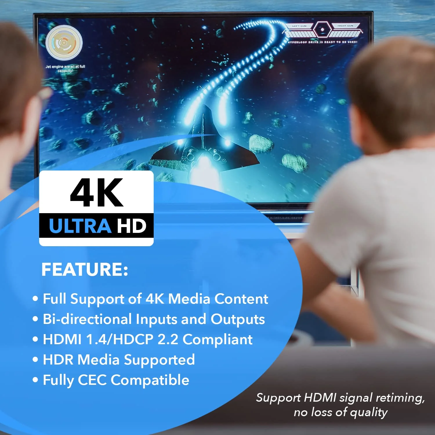 OREI HDMI Switch 4K HDMI Splitter - 2x1 Bi Directional - 4:4:4 8-bit - HDMI 2.0, HDCP 2.2, 18 Gbps, 4K @ 60Hz HDMI UltaHD High Resolution Switch Between 2 Inputs or Toggle Displays (UHDS-212) 2x1 Bi-Directional Splitter - Image 6