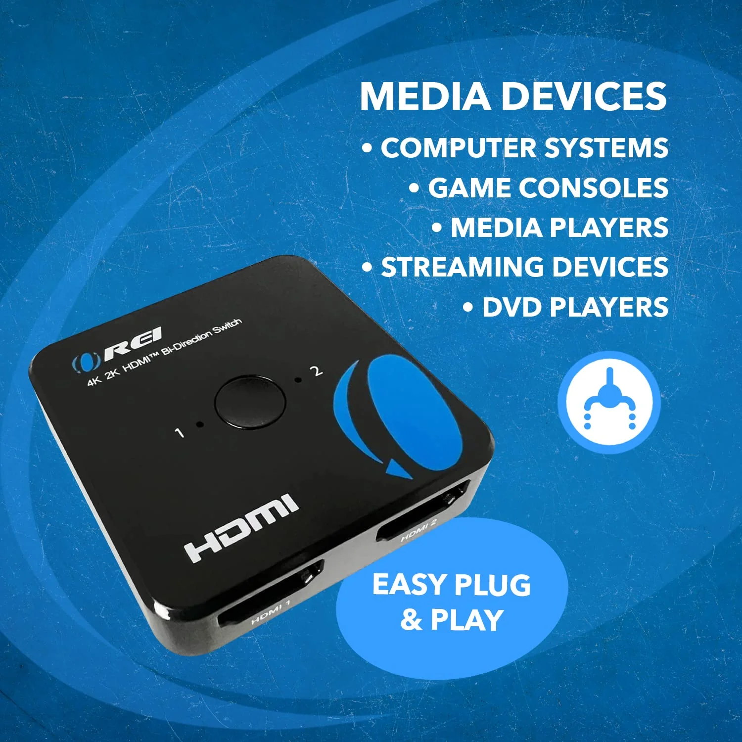 OREI HDMI Switch 4K HDMI Splitter - 2x1 Bi Directional - 4:4:4 8-bit - HDMI 2.0, HDCP 2.2, 18 Gbps, 4K @ 60Hz HDMI UltaHD High Resolution Switch Between 2 Inputs or Toggle Displays (UHDS-212) 2x1 Bi-Directional Splitter - Image 8