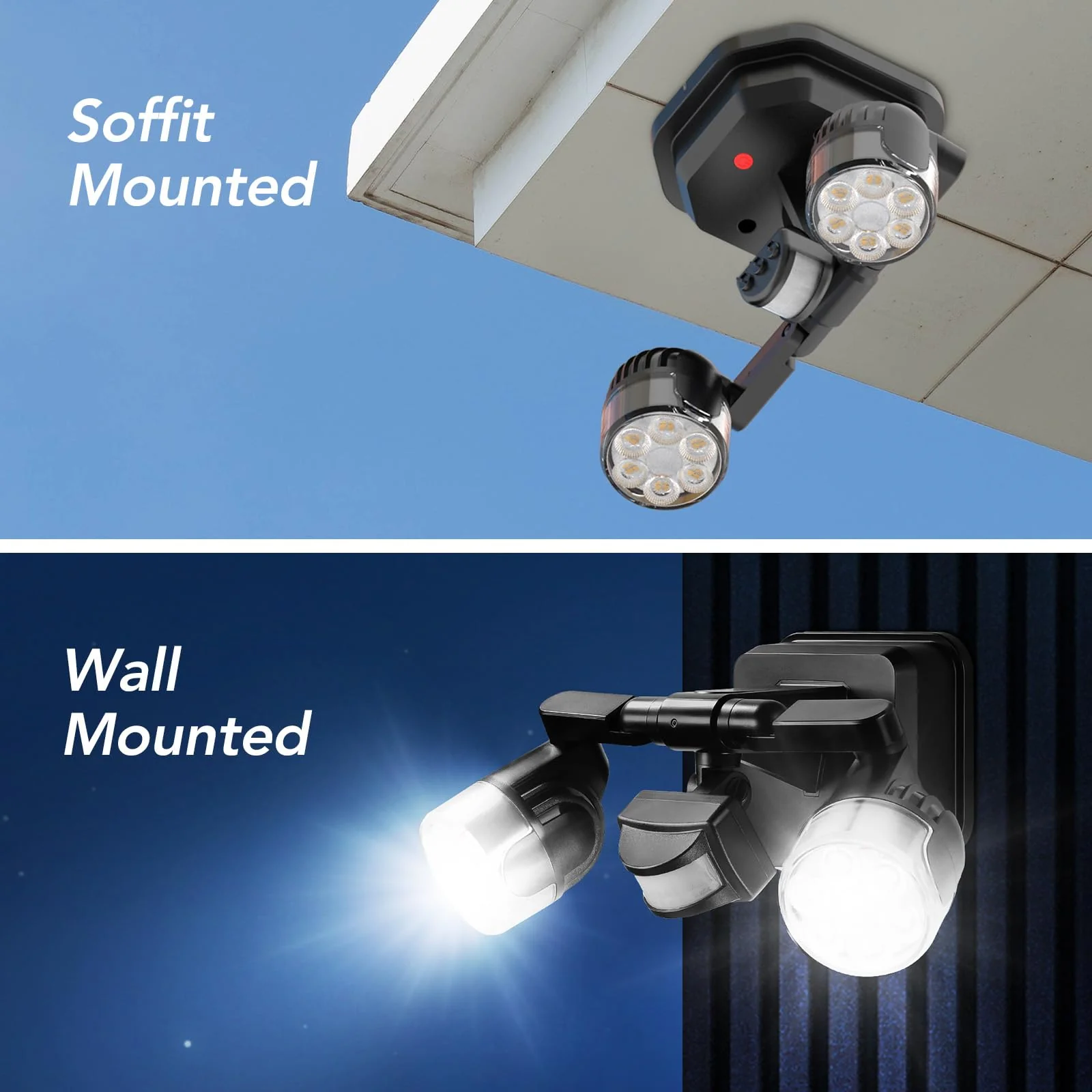 OREiN Motion Sensor Outdoor Security Light, Adjustable Dual-Head LED Flood Light, 3 Modes(Motion/Manual/Dusk to Dawn), 150W Equivalent 5000K, IP65 Waterproof Exterior Lighting, Hardwired Black 2 Heads - Image 9