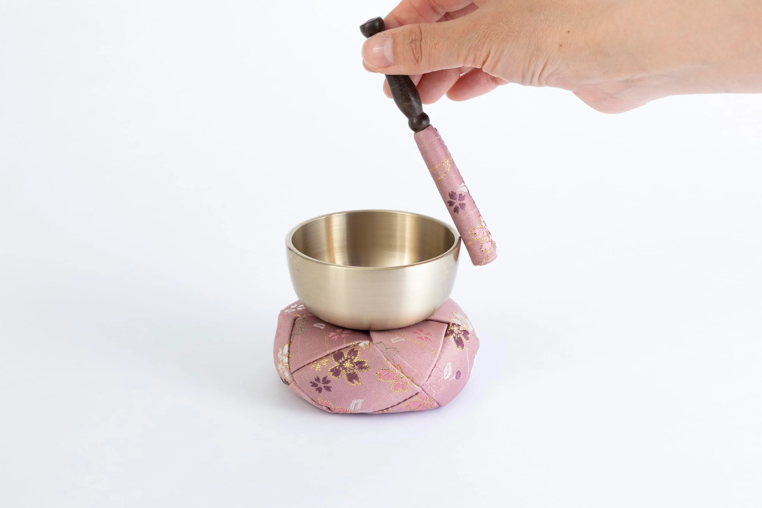 Orin Bell Japanese Buddhist Bell,Mat,bar Set Made in Japan Takaoka, Pink,2.99inch - Image 6