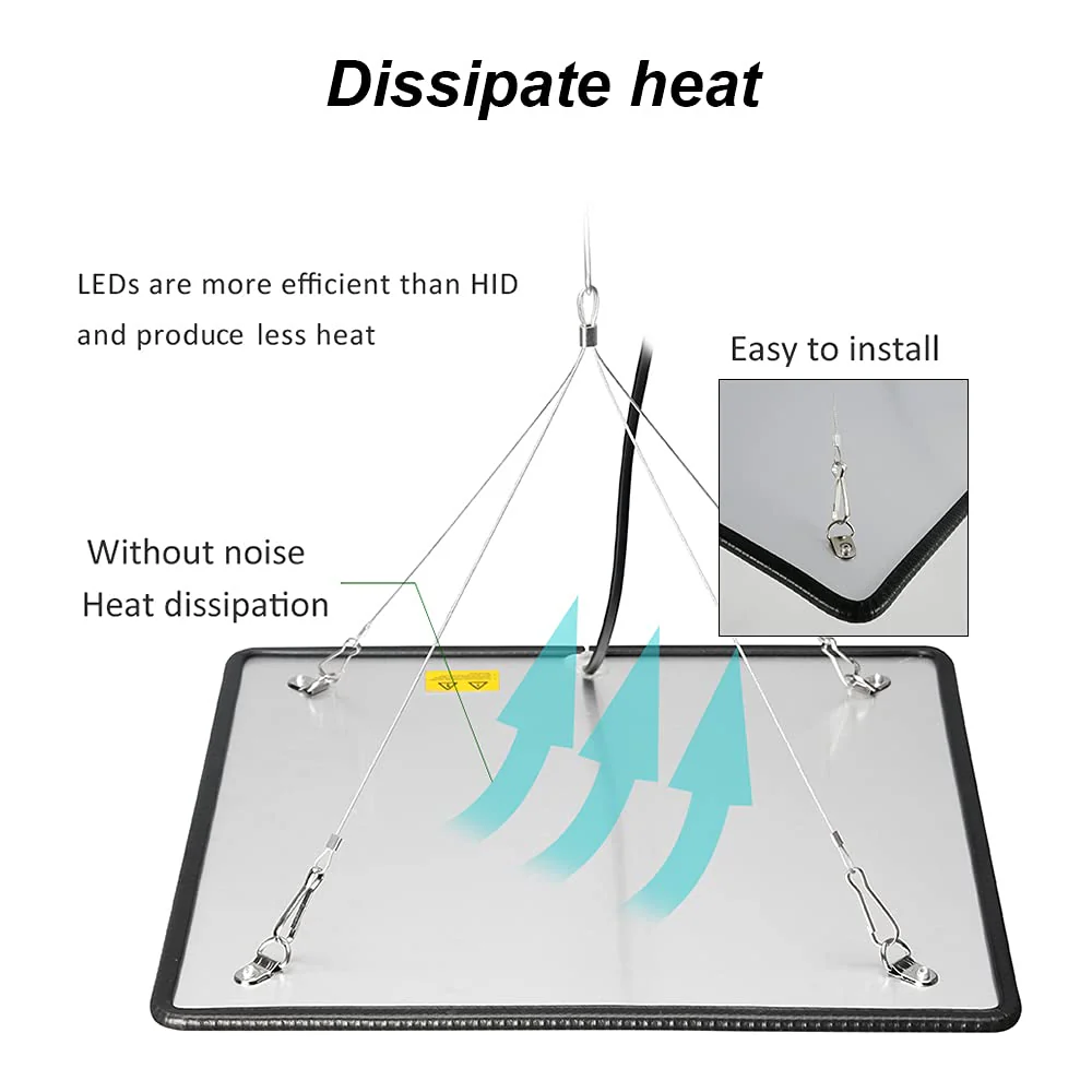 OROMYO Plant Lamp LED Full Spectrum 225 LEDs 1000 W Plant Lamp Cultivation with 4 Hooks Plant Light Hanging LED Grow Light for Greenhouse Plants, Vegetables, Flowers (White + Red) White + Red - Image 3