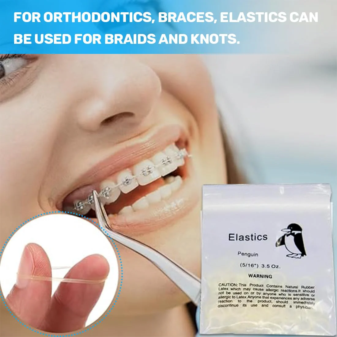 Orthodontic Rubber Bands, Pack of 300 Elastic Teeth Elastic Bands with 5 Placers for Braces, 5/16 Inch Orthodontic Elastics for Braces Dreadlocks Tooth Gap Braces - Image 4
