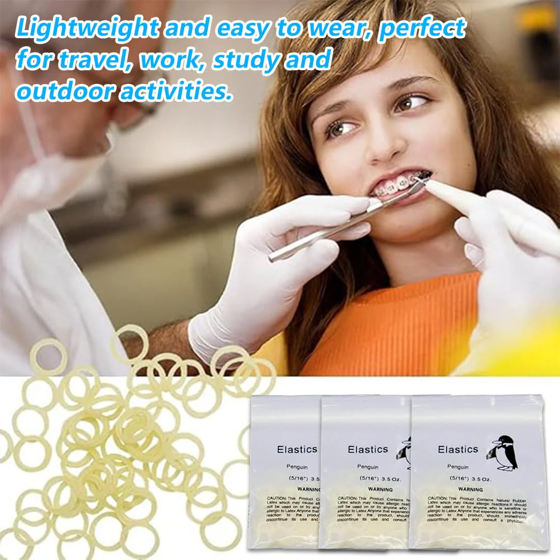 Orthodontic Rubber Bands, Pack of 300 Elastic Teeth Elastic Bands with 5 Placers for Braces, 5/16 Inch Orthodontic Elastics for Braces Dreadlocks Tooth Gap Braces - Image 5