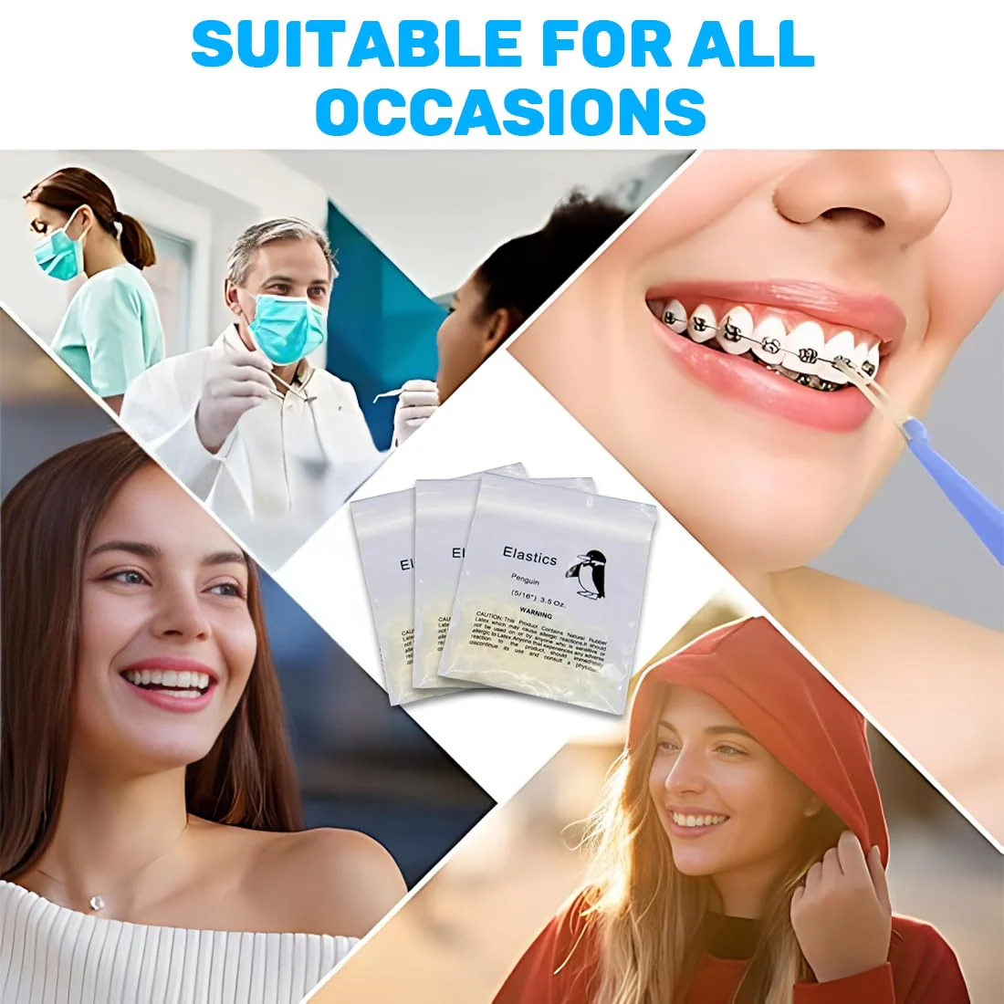 Orthodontic Rubber Bands, Pack of 300 Elastic Teeth Elastic Bands with 5 Placers for Braces, 5/16 Inch Orthodontic Elastics for Braces Dreadlocks Tooth Gap Braces - Image 6