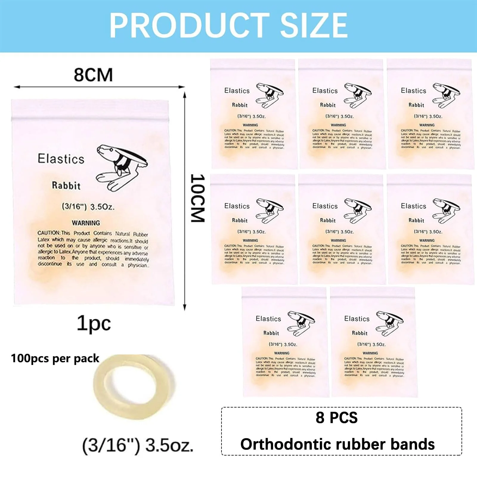 Orthodontic Rubber Bands, Rubber Bands for Braces, 3/16 Inch Orthodontic Elastic Rubber Bands, Professional Portable Orthodontic Rubber Bands, 3.5 oz, 400 Pieces (800 Pieces) 800pcs - Image 2