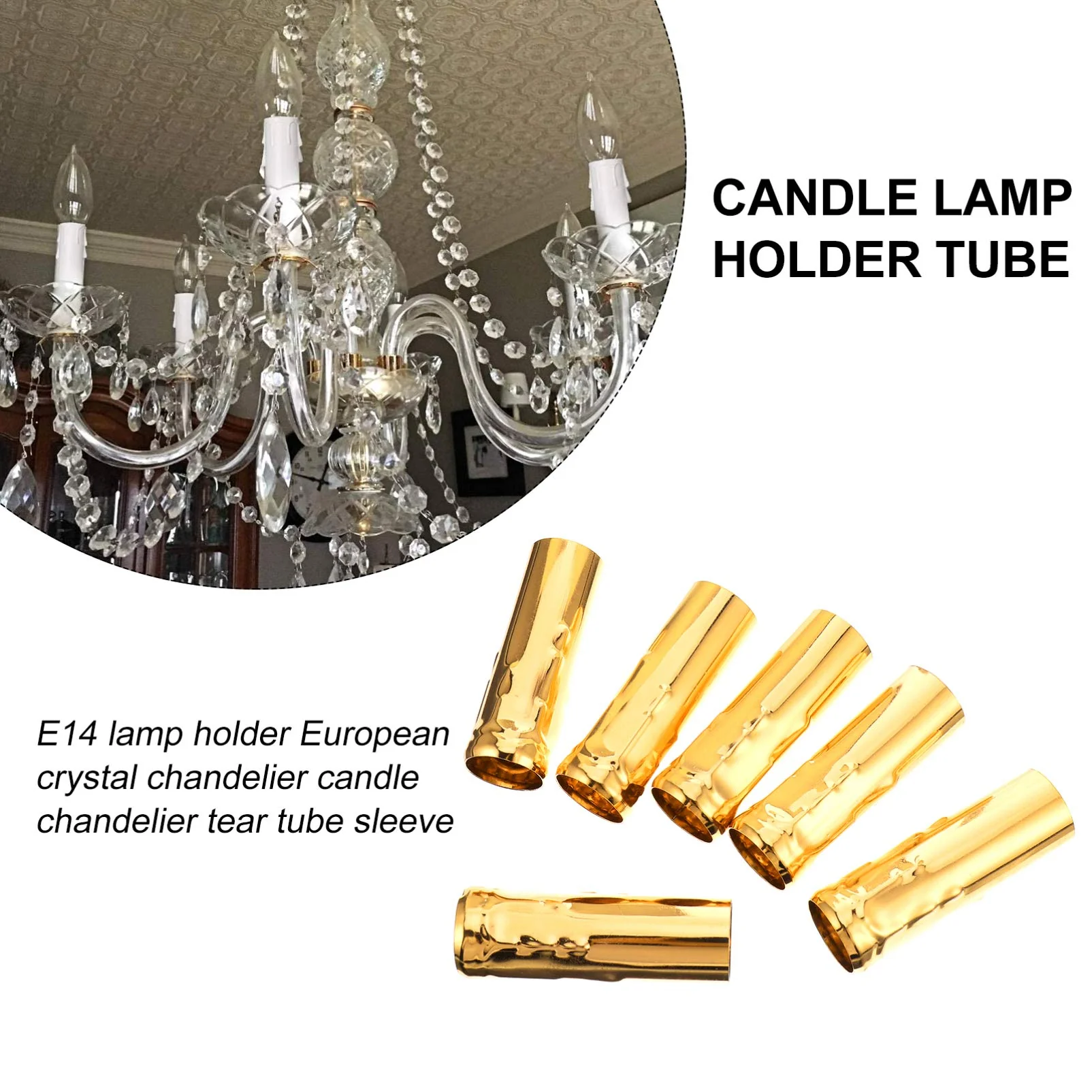 OSALADI Pack of 6 E14 Candle Holder Sleeves Iron Candle Lamp Holder Cover Metal Chandelier Light Cover Candelabra Base Golden - Image 7