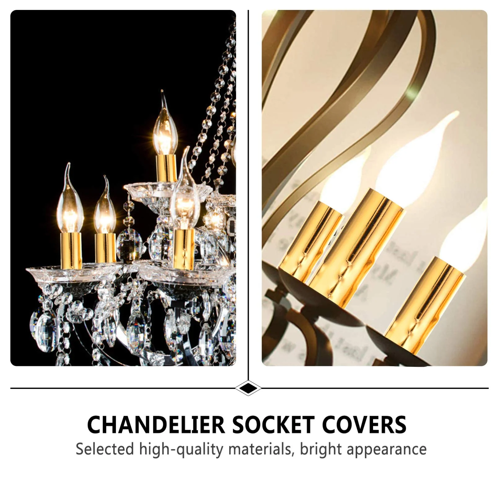 OSALADI Pack of 6 E14 Candle Holder Sleeves Iron Candle Lamp Holder Cover Metal Chandelier Light Cover Candelabra Base Golden - Image 8