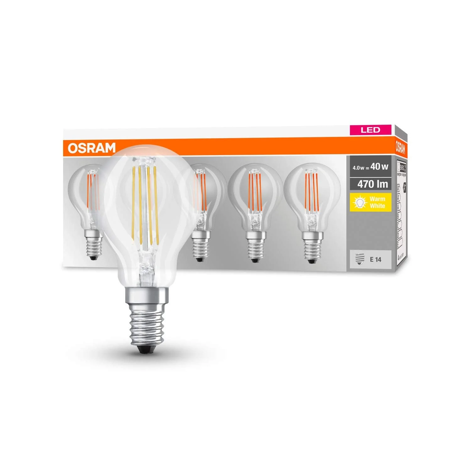 Osram LED light bulb 2700k Warm White 5 Pack 40W Tear Drop