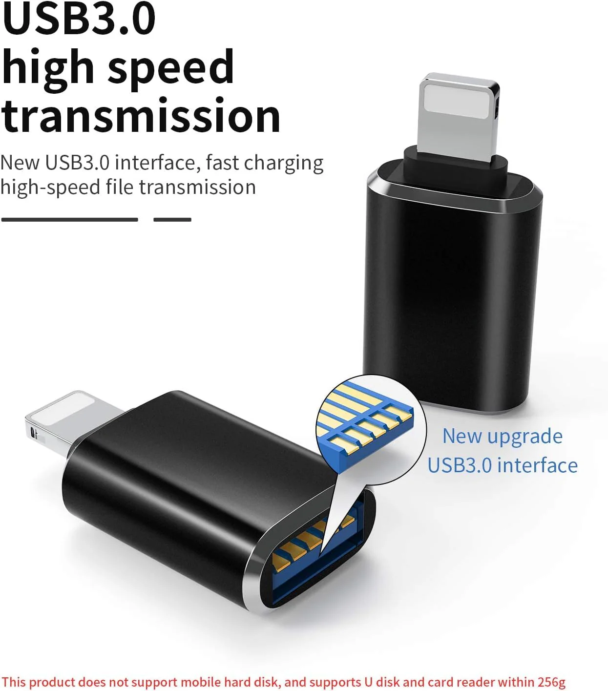 OTG Lightning Male to USB 3.0 Female Adapter OTG Compatible iPhone 14 13 12 11 Xr X XS 8 7 Plus Max iPad Air Pro Mini,Support Camera Card Reader Mouse Keyboard Hubs Piano Converter Connect U Disk - Image 2