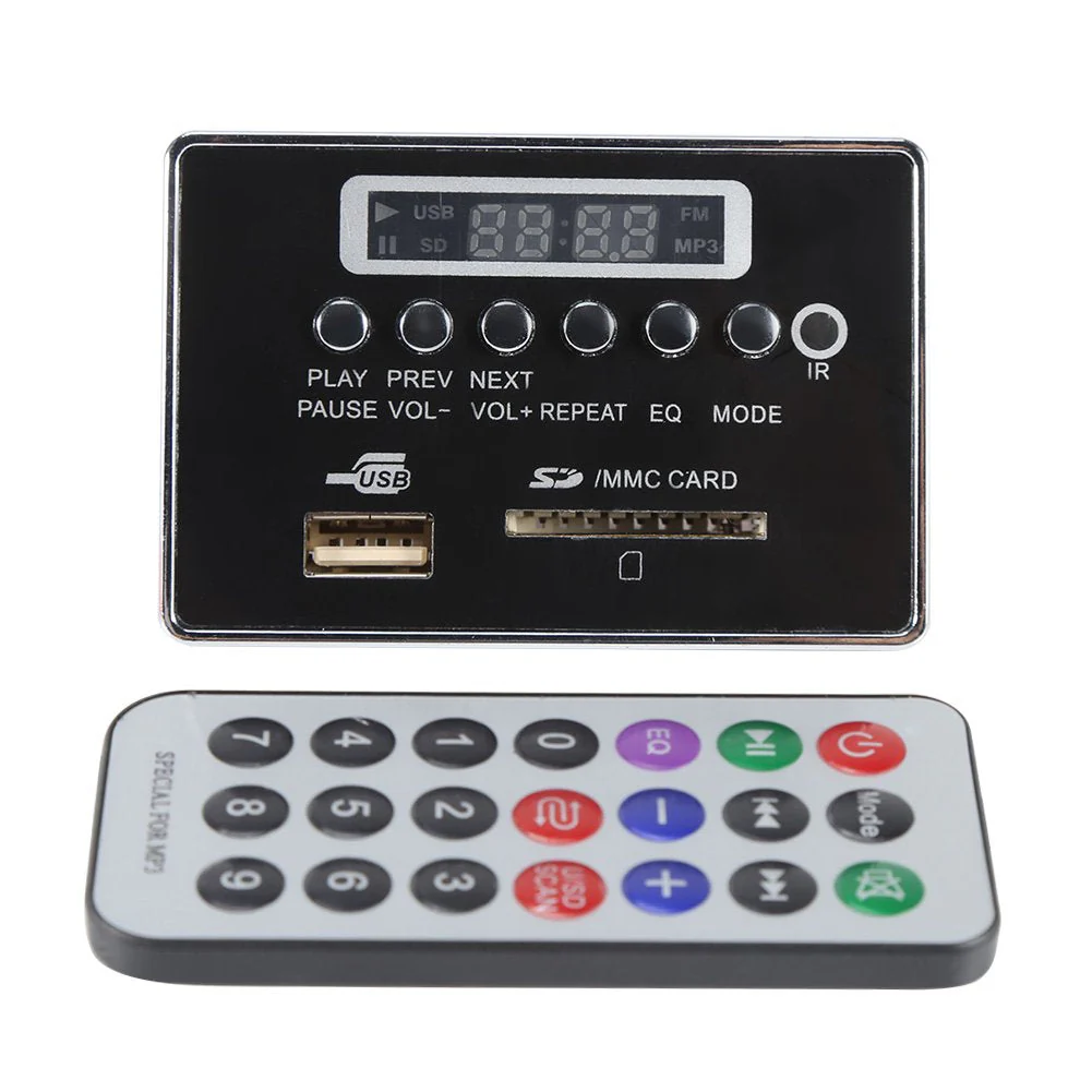 Oumefar DC 12V Bluetooth Audio Decoder Board Module USB SD TF FM Radio Lossless WMA/WAV for Reading Songs etc(12V Black) - Image 2