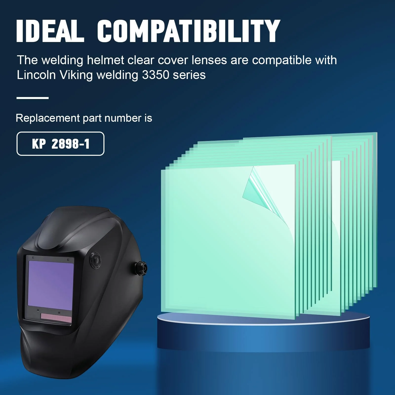 Outside Welding Helmet Clear Cover Lens 3350 Series Fits for Lincoln Electric Viking KP2898-1, Helmet Hood Lenses Replacement 4.5" x 5.25" x .04", 20 PCS - Image 2