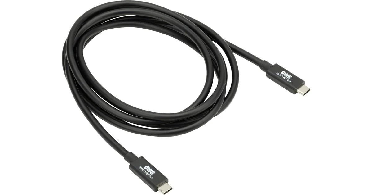 OWC 79-Inch Thunderbolt 4 and USB-C Cable with 40 GBPS Data Transfer, 100W Power Charging and 8K Video Capability (Black) 2.0M