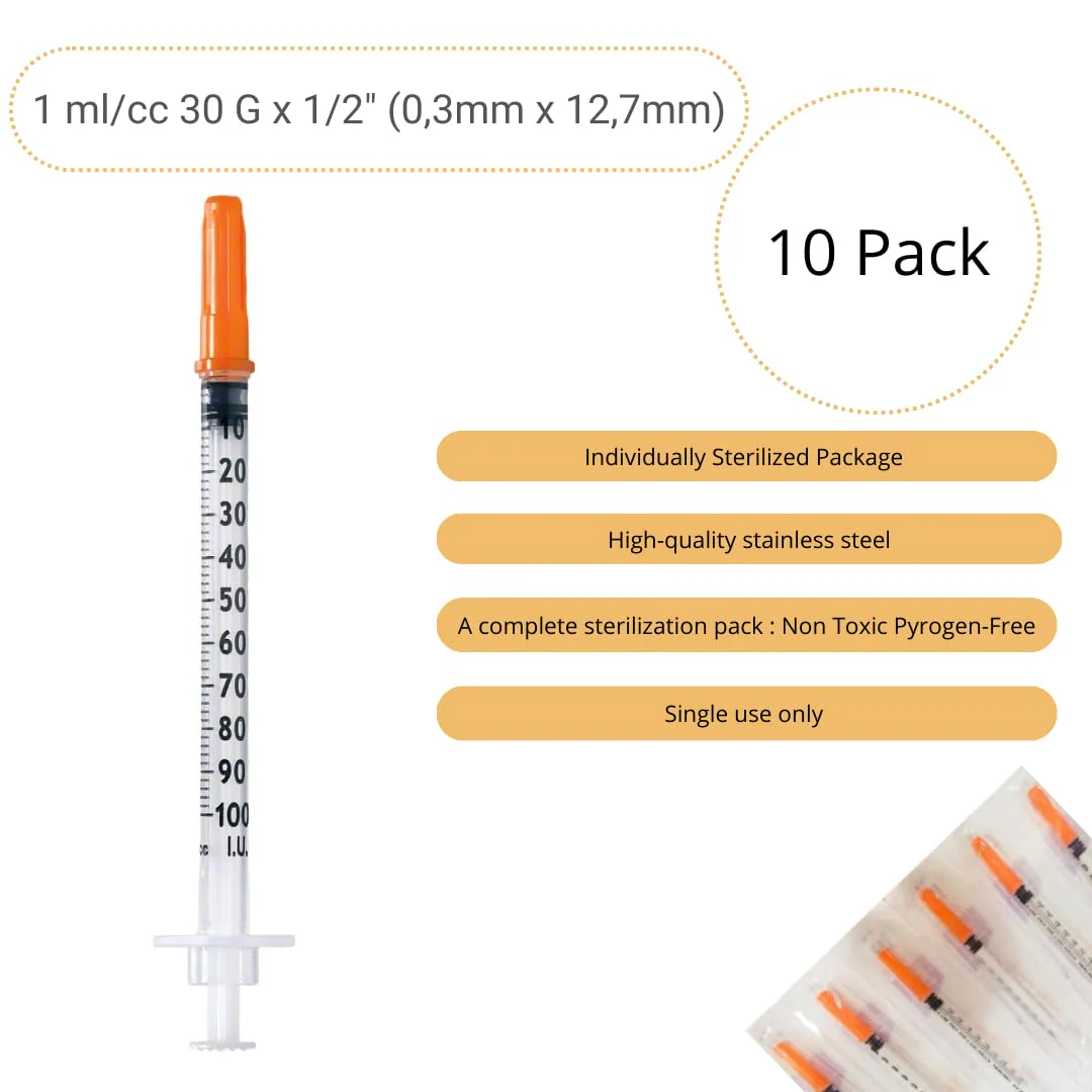 Pack of 10 1 ml/cc Plastic Tube 30G (0.3 x 12.7 mm), Multi-Purpose Measuring Tools, Individually Packed (30G 1/2 Inch) - Image 2