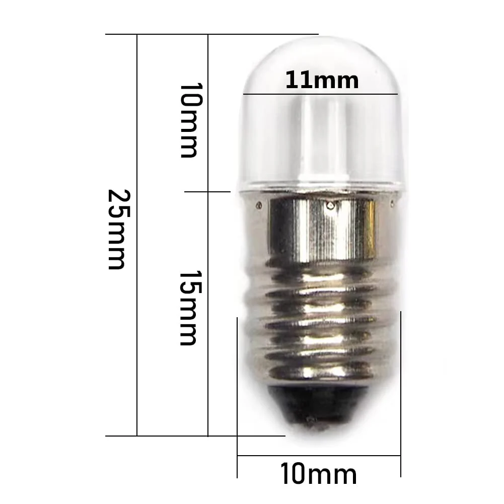 Pack of 10 AC E10 220 V LED Bulbs Replacement Bulbs 1 W 65 LM Miniature Screw Bulbs (220 V Cool White) 220 V Cool White - Image 5