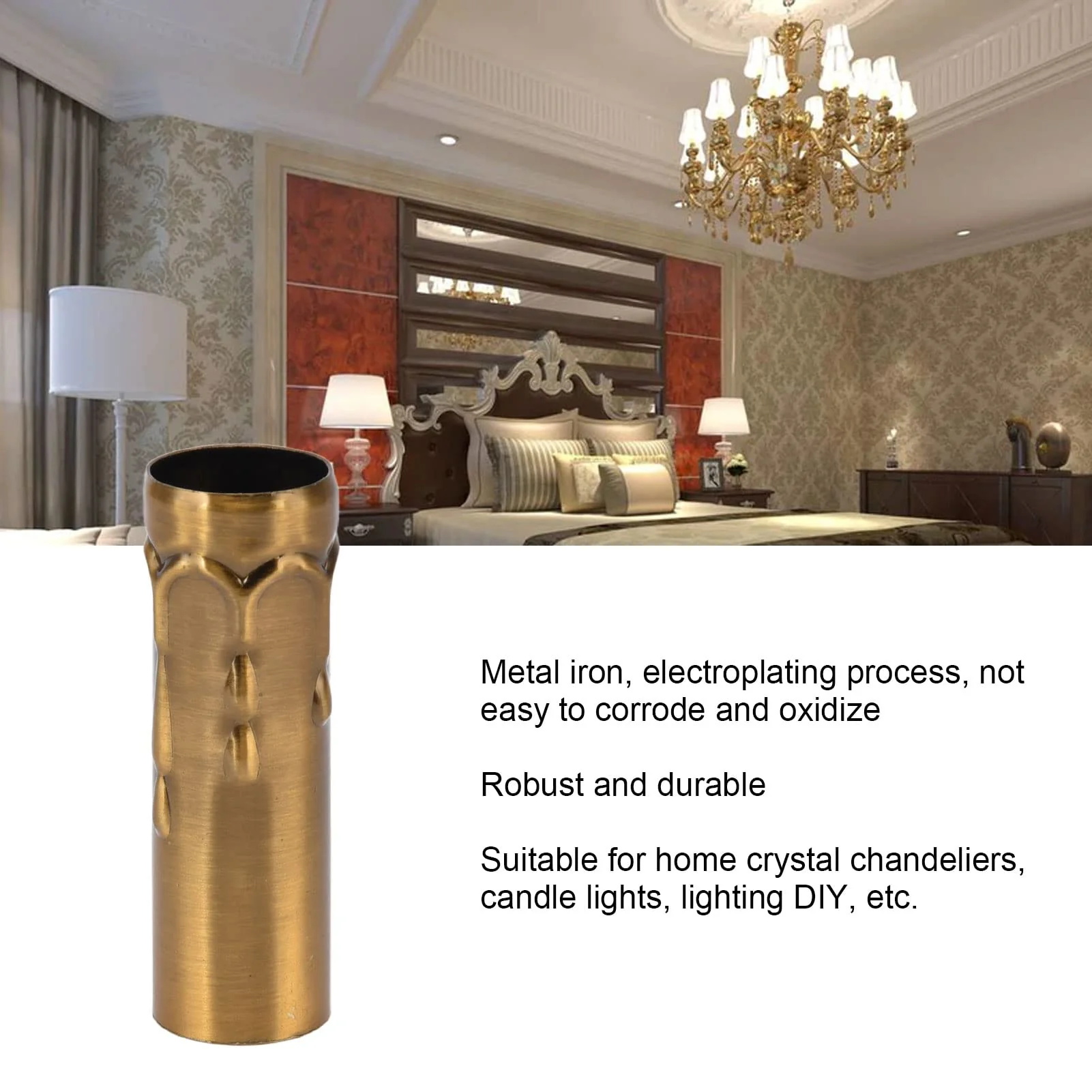 Pack of 10 E14 Candle Holders Tubes Candle Holder Sleeve Lighting Accessories 25 x 80 mm (Gold Bronze) - Image 5