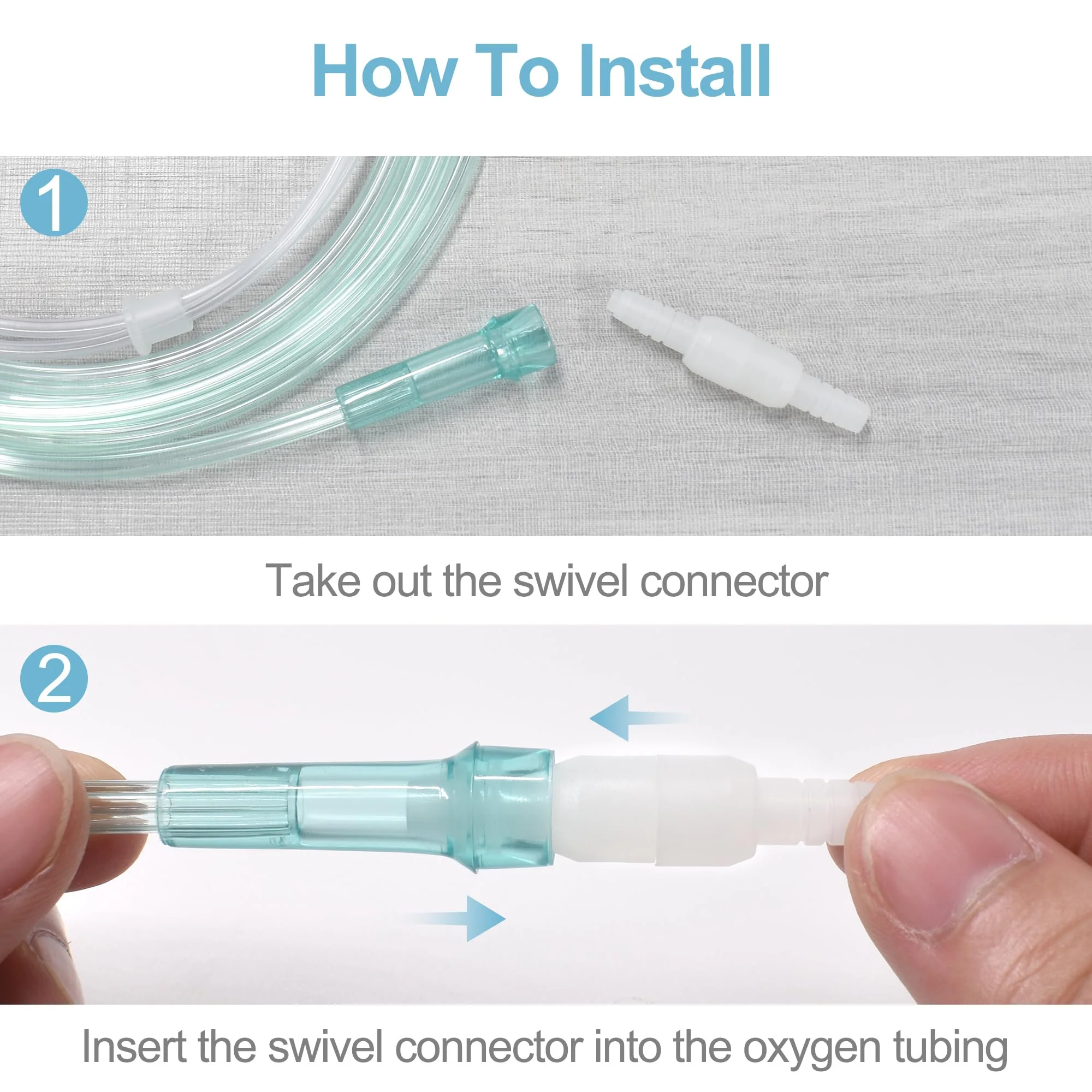 Pack of 10 Oxygen Nose Cannulas, Contains 5 Pieces 2 m Nose Tubes for Adults & 5 Pieces Hose Twist Connectors, Soft & Kink Resistant, High-Quality Accessories from BlessEase. - Image 4