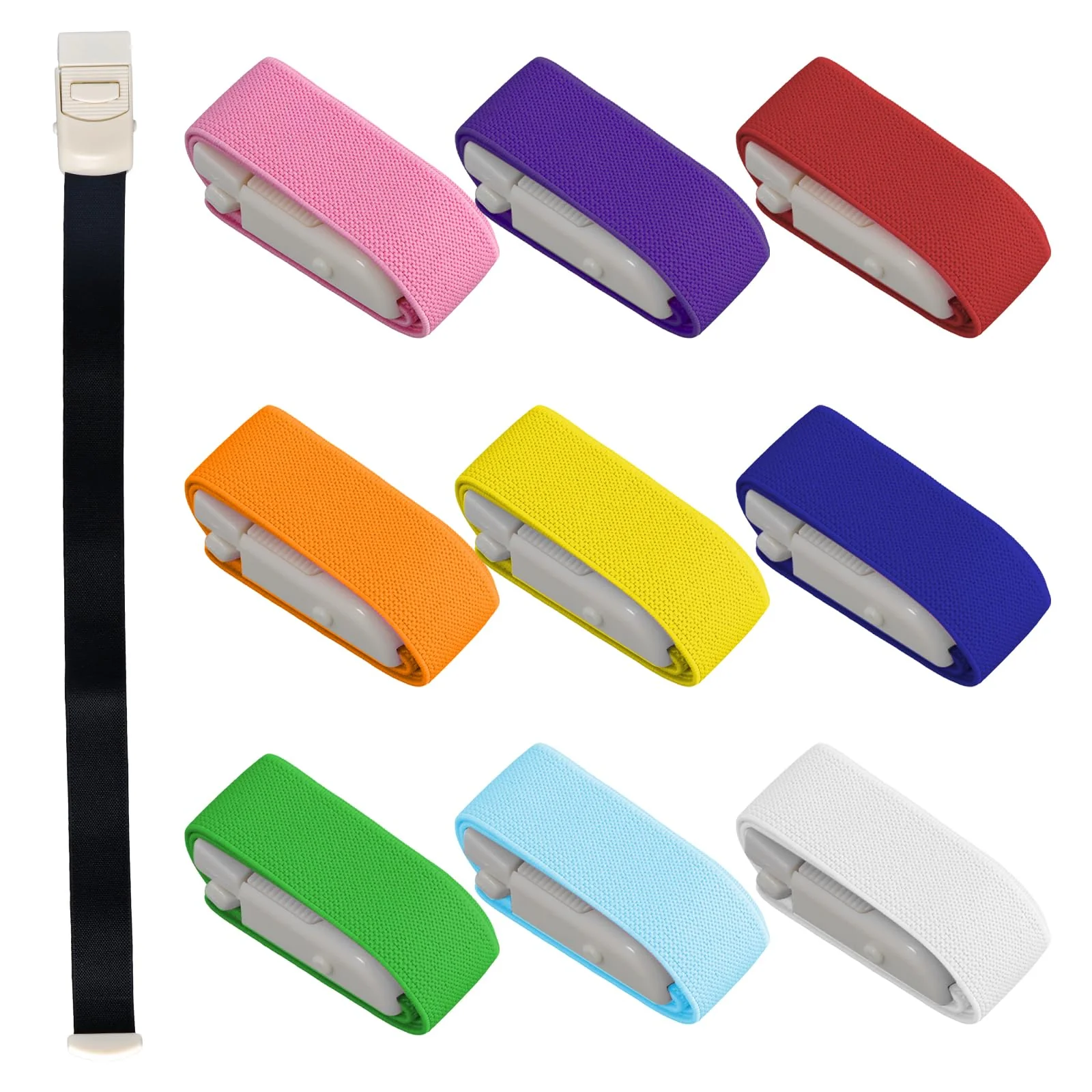 Pack of 10 Storage Hose, Blood Collection, Vein Congestion Tube, Tourniquet with Buckle, Tourniquet with Unique Closure System for Doctors, Sanitary, Camping, Outdoor