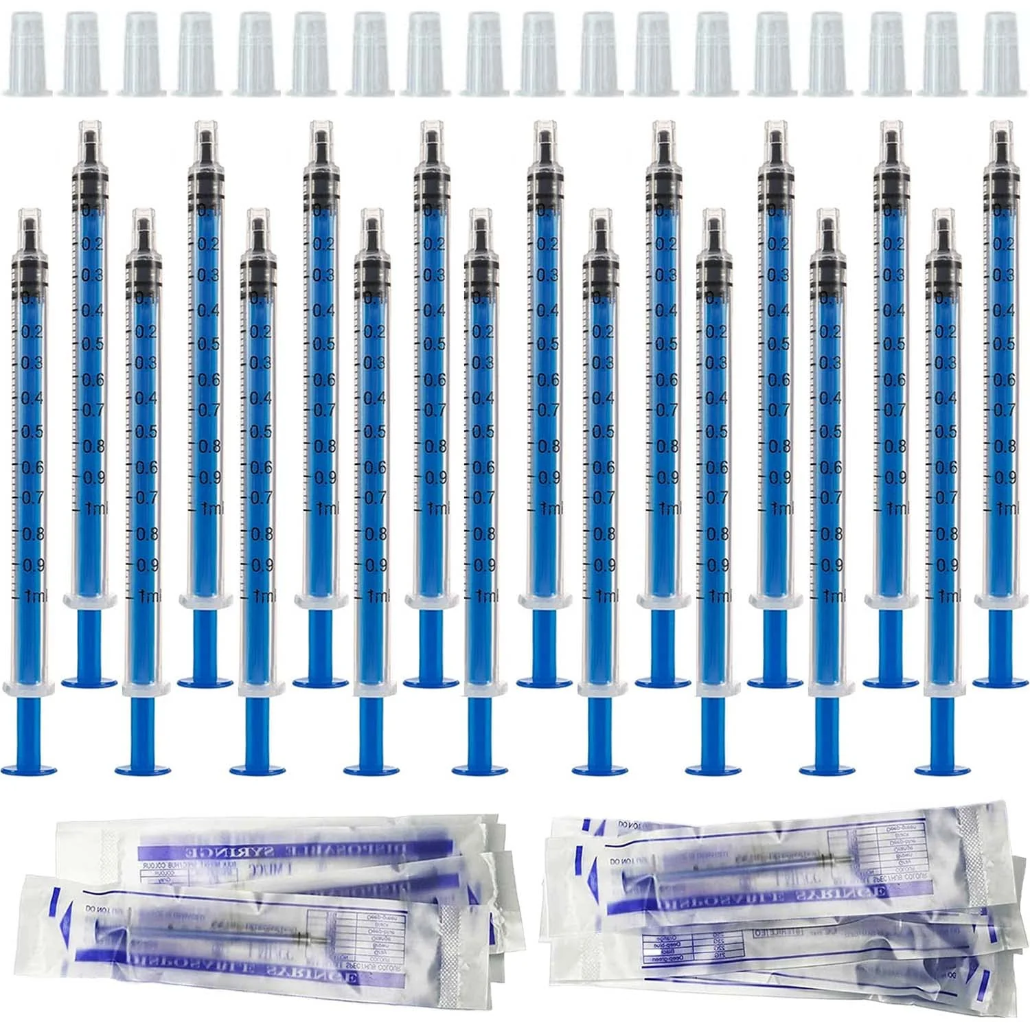 Pack of 18 1 ml Syringes, Plastic Syringes with Caps, Oil Dispensing Syringes, No Needle, Colostrum Syringe, Sterile Individual Packaging for Liquid Measurement of Pets, Scientific Laboratories 18 pieces, 1 ml