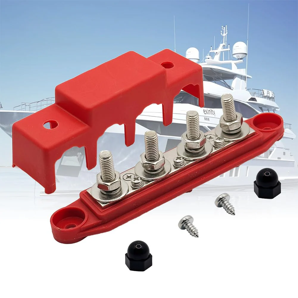 Pack of 2 Busbar 12V-48V DC Busbar Distribution Block 250A Power Distribution Block, Power Distribution Rail with 4 x M8 Bolt Connection for Car Marine Car Trailers Motorhome Boat - Image 7