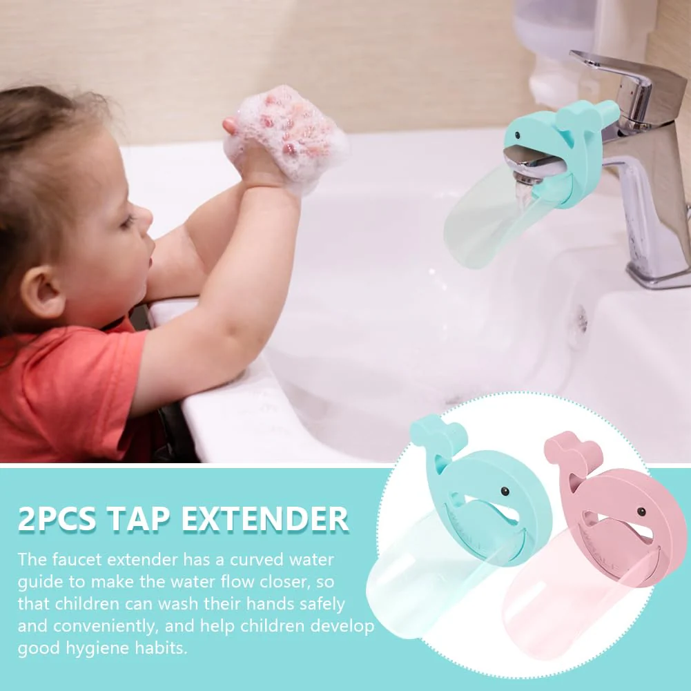 Pack of 2 Children's Tap Extenders, Faucet Extender for Children, Hand Wash, Kitchen, Bathroom (Blue + Pink) Blue and pink - Image 7