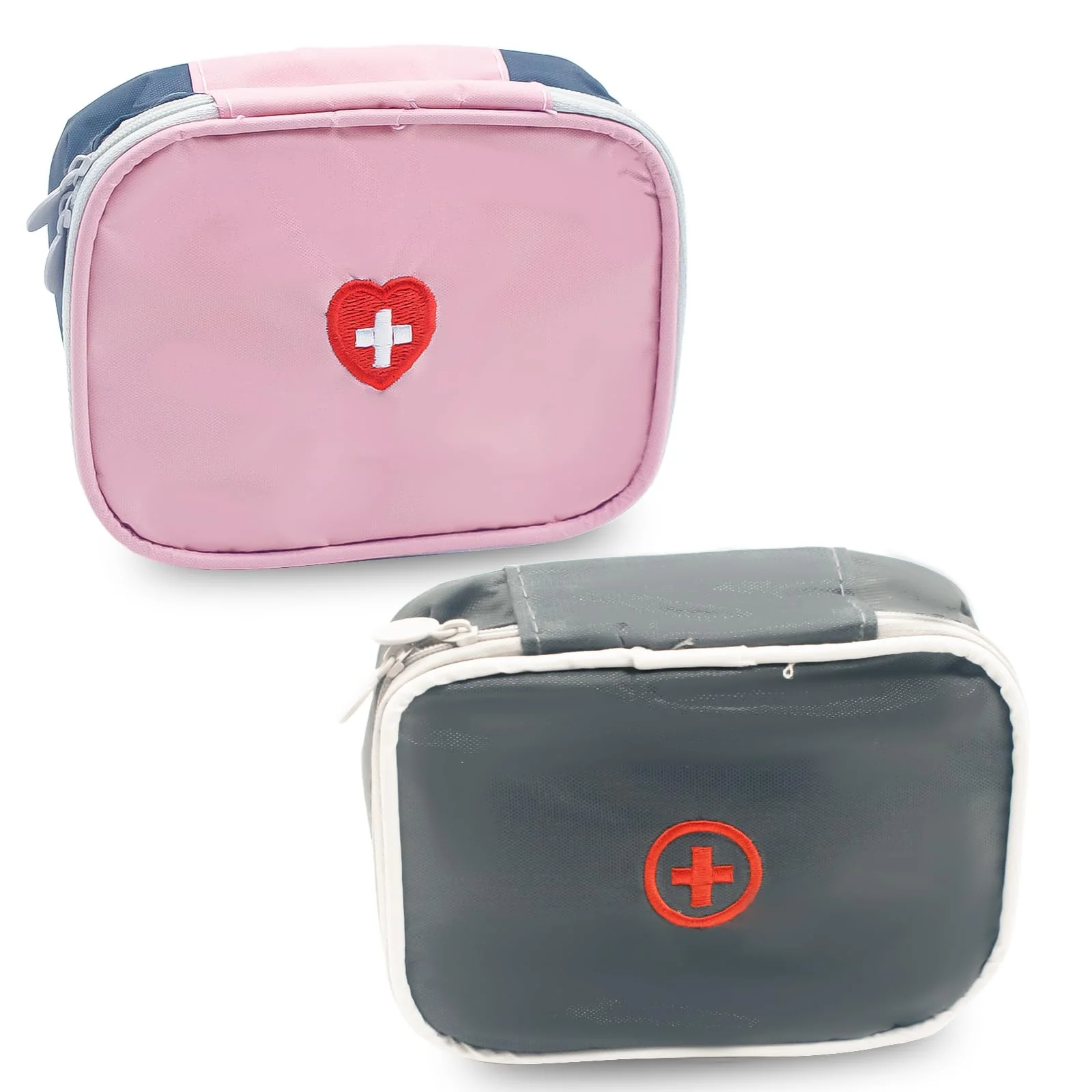 Pack of 2 Medical Bag, Oxford Fabric Medical Bag, Comfortable Travel Medicine Bag for Emergencies, Portable Small Medicine Holder, Empty Travel Pharmacy Bag, Square Organiser for Travel, Home, School,