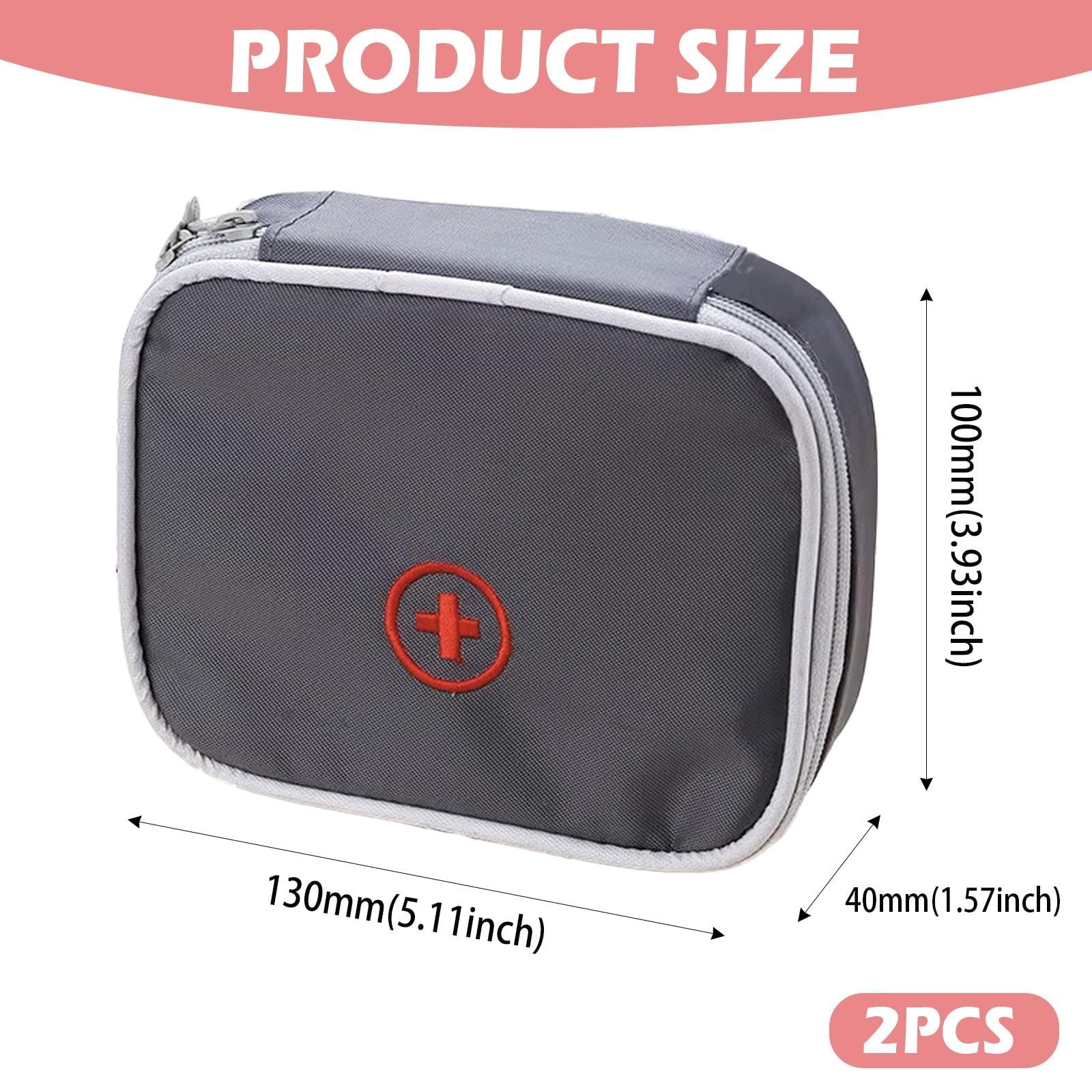 Pack of 2 Medical Bag, Oxford Fabric Medical Bag, Comfortable Travel Medicine Bag for Emergencies, Portable Small Medicine Holder, Empty Travel Pharmacy Bag, Square Organiser for Travel, Home, School, - Image 2