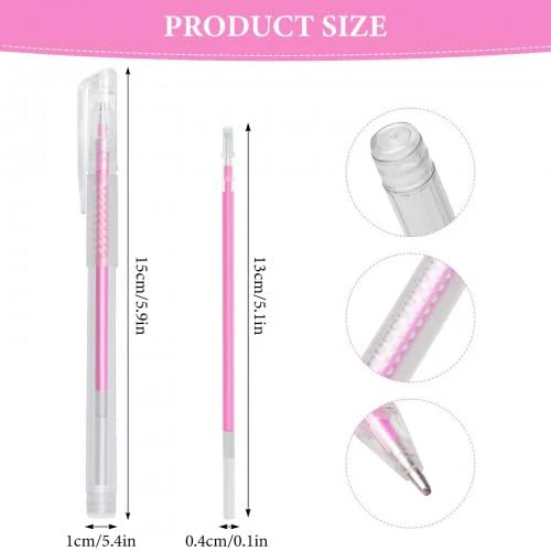 Pack of 2 Skin Markers, Surgical Skin Marker, Permanent Make Up Pen, Tattoo Piercing Positioning Pen, Eyebrow Pen, with 3 Refills, for Eyebrows, Lips, Body Art (Pink) - Image 2