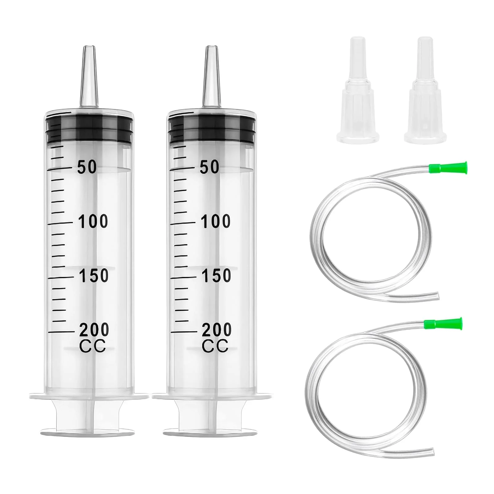 Pack of 2 Syringes, 200 ml Syringe with Hose, Large Syringe, Oil Syringe, Syringe Set for Industrial Use 200ml