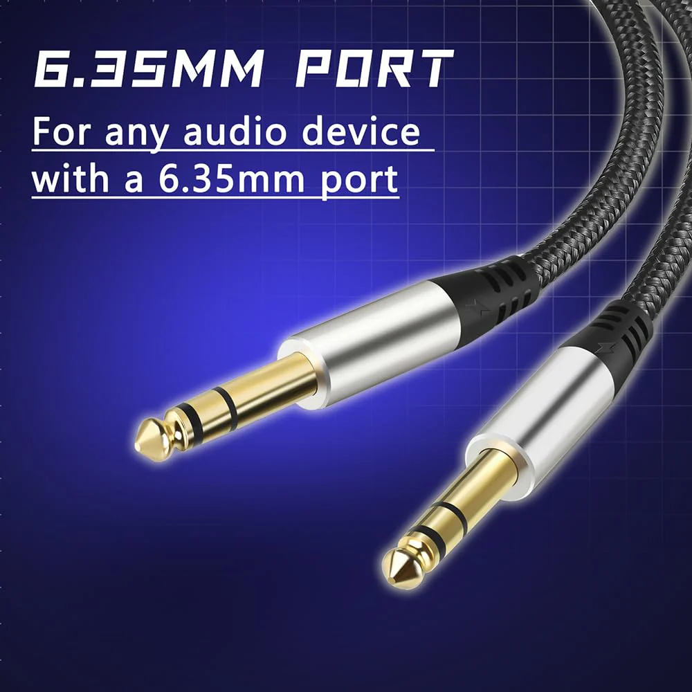 Pack of 2 TRS Instrument Cable 1/4 Inch Straight 6.35mm Male Jack Nylon Braided Studio Cord (16 Feet-2 Pack) 16 Feet-2 Pack - Image 5