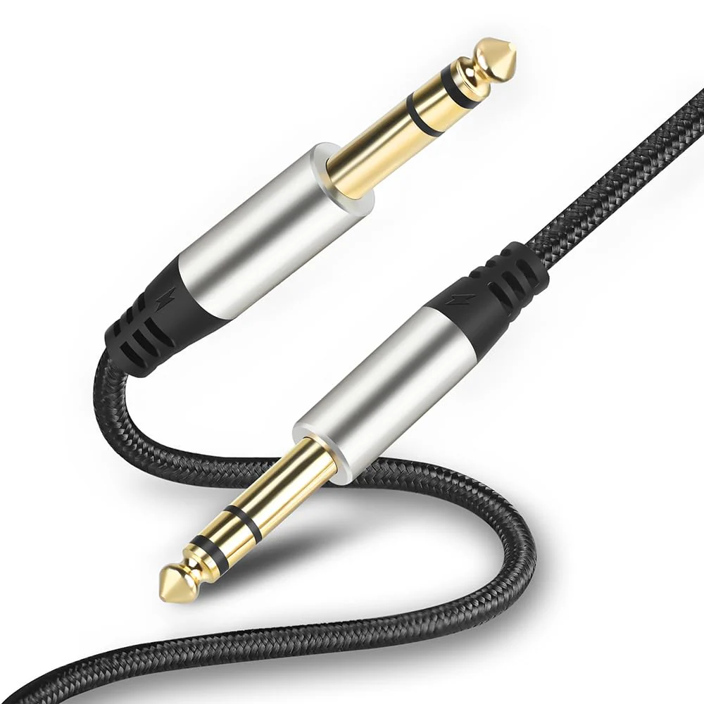 Pack of 2 TRS Instrument Cable 1/4 Inch Straight 6.35mm Male Jack Nylon Braided Studio Cord (3.3 Feet-2 Pack) 3.3 Feet-2 Pack - Image 2