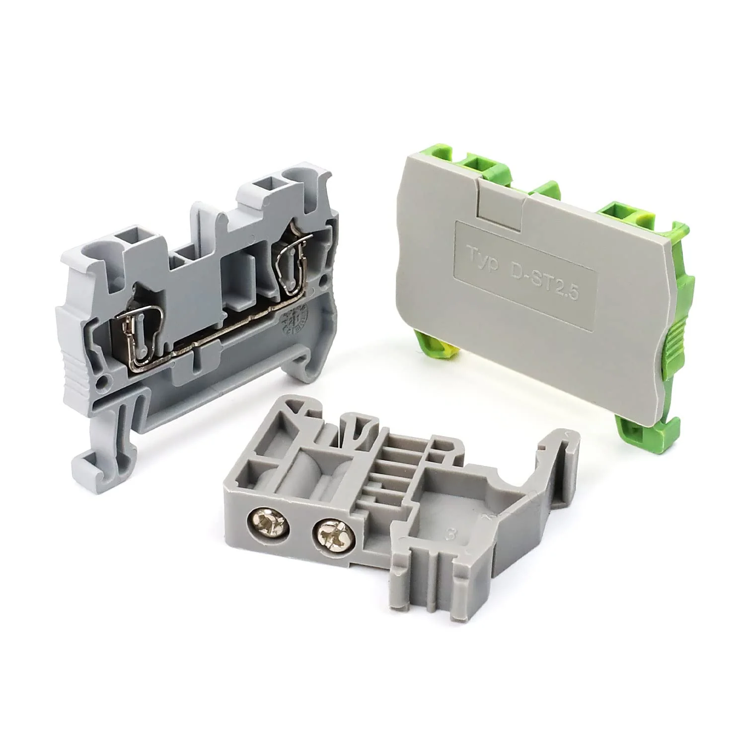 Pack of 20 UK/2.5B DIN Rail for Pluggable Quick Wiring, SRJQXH Clamp Block, DIN Rail, with 20 cm DIN Rail and Earth Clamp, Spring Clamped Wire Clamp Not Loose ST-2.5N - Image 3