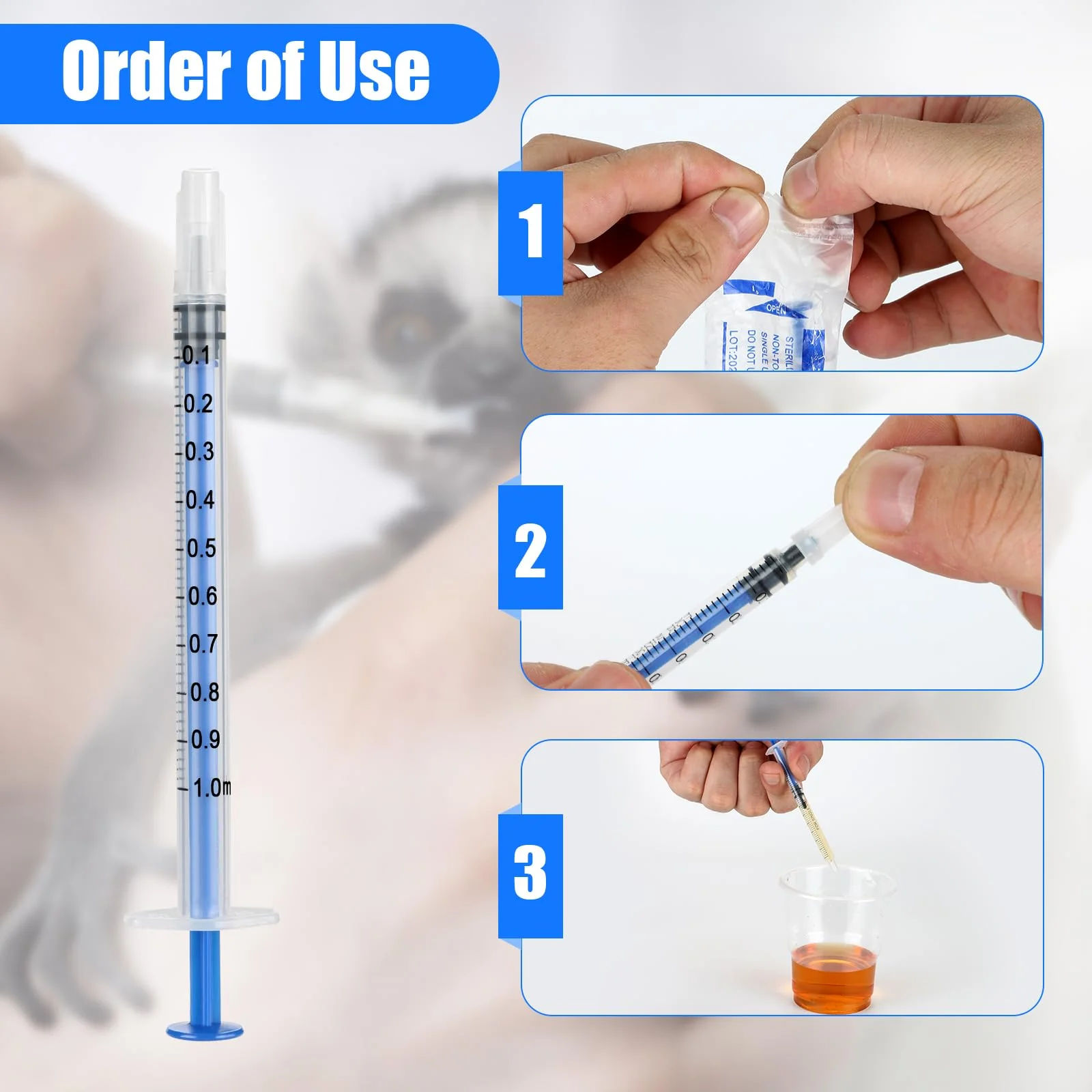 Pack of 24 1 ml Syringes Colostrum Syringe Without Needle Dosing Syringe with Cap for Measuring Liquids for Labs, Colostrum Syringe for Watering Plants, White 24 Stück - Image 4