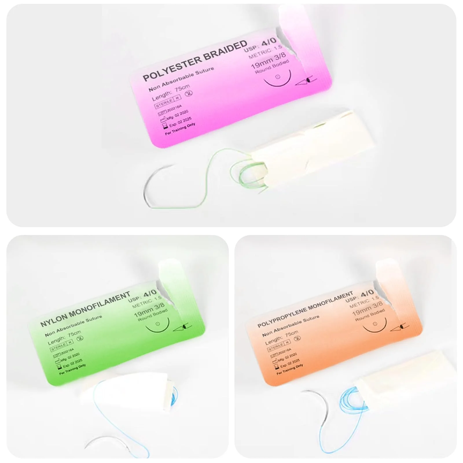 Pack of 24 Suture Material with Exercise Needles, Refill Pack for Surgical Suture Set, Ideal Suture Exercise Thread for Students, Needle and Thread Set, Wound Suture Kit Addition, Ideal Suture - Image 6