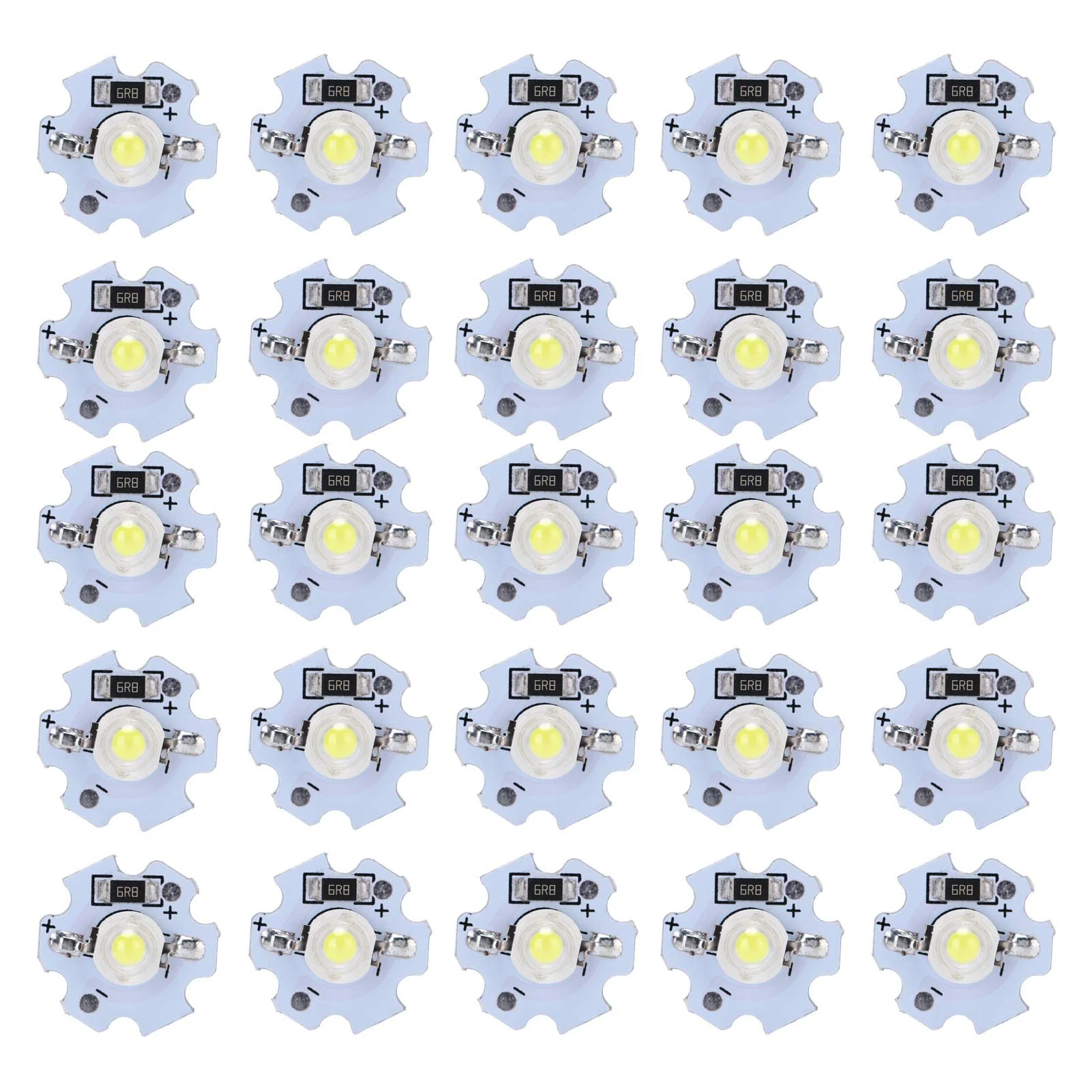 Pack of 25 5 V LED Light LED Chip, 200 lm 1 W High Performance LED Chips with Aluminium Plate, Light Beads Brightness Light Source Chip for DIY Lighting Fixtures (Cool White Light)
