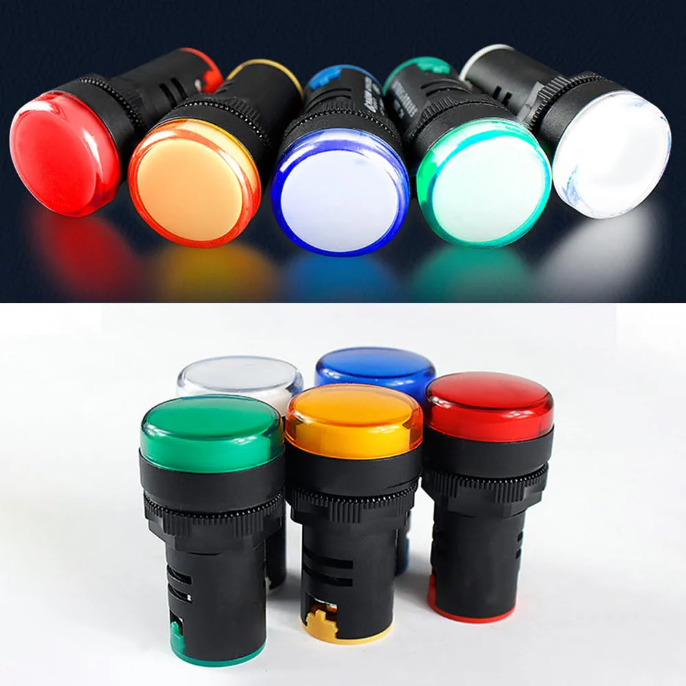 Pack of 3 22 mm LED Indicator Light - AC 220 V LED Indicator Signal Light, Flush Panel Indicator Lights (Green) Green 3stk - Image 6