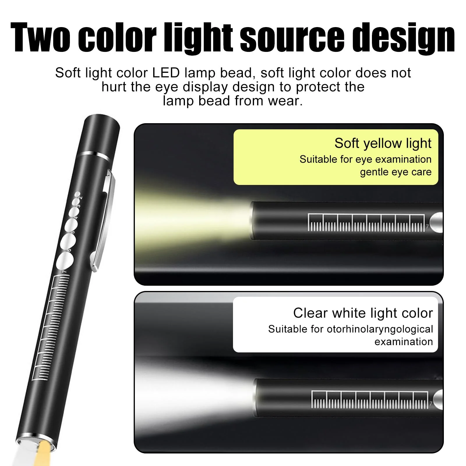 Pack of 3 Pupil Light Medicine Diagnostic Light Rechargeable USB Pen Lamp Pupil Light Emergency Service Accessories with Pupil Meter Ruler, Suitable for Nurses Doctors - Image 4