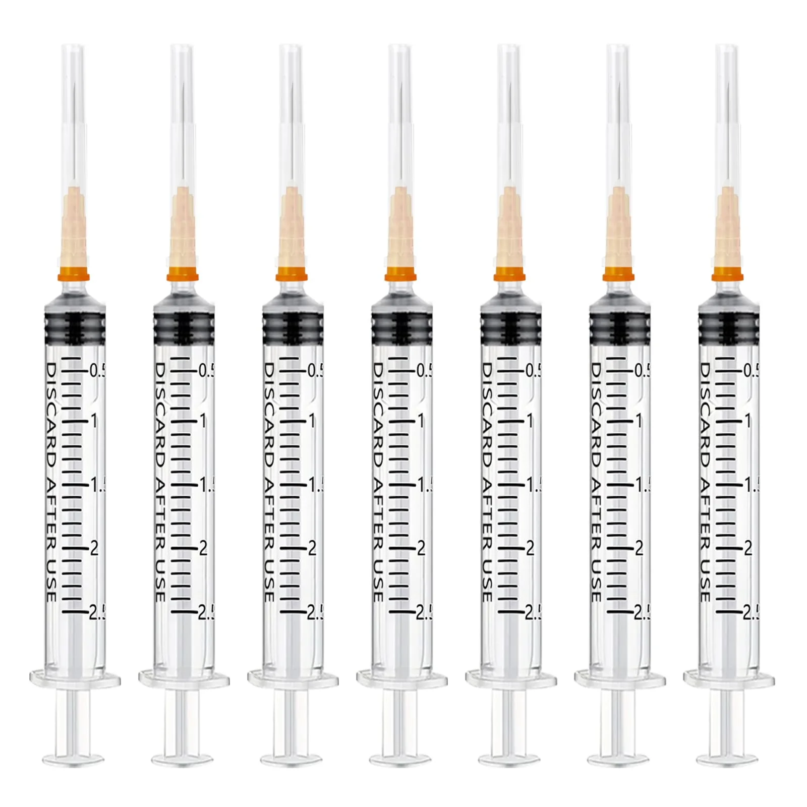 Pack of 30 Syringes 2.5 ml Plastic Syringe with Needles with Caps, Plastic Tube Syringes, Disposable Syringes Small, Dosing Syringe Liquid Syringe for Hobby and DIY, Individually Sealed Packaging