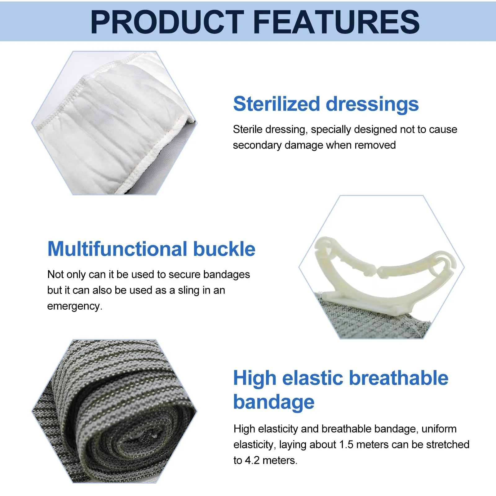 Pack of 4 Israeli Bandage, 6 Inch Hemostatic Tourniquets Elastic Bandage, First Aid Wound, Hemostatic Bandage Vacuum Pack for Indoor, Outdoor, The Perfect Choice for Your Emergency Equipment - Image 3