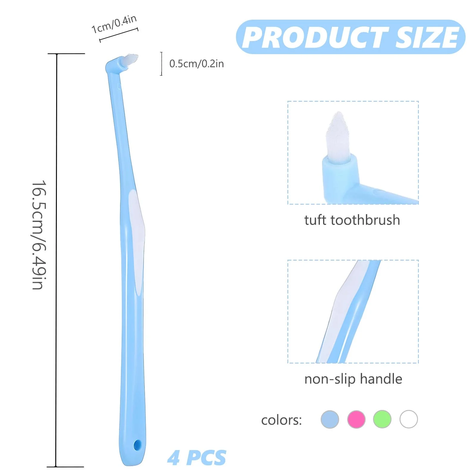 Pack of 4 Tuft Toothbrush, Soft Tuft Brush, Soft Tufted Toothbrush, Single Interdental Spacing Brush for Orthodontic Braces - Image 2