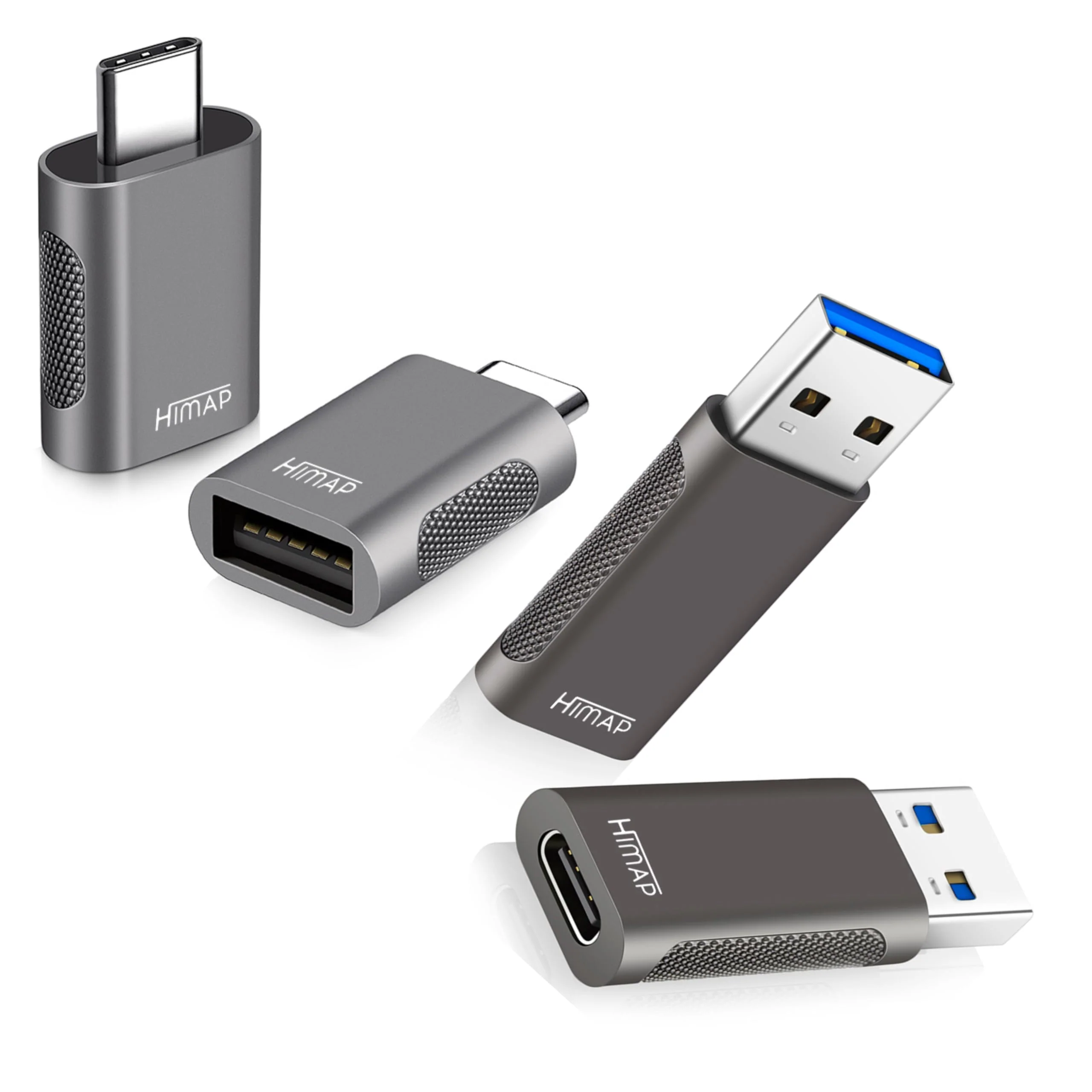 Pack of 4 USB C to USB Adapters, 2*USB-C to USB-A & 2*USB-A to USB-C Female Adapter Speed Data Transfer & Fast Charging for iPhone/PC/Samsung/iPad/Laptop/etc, USB to USB C Adapter (Pack of 4)