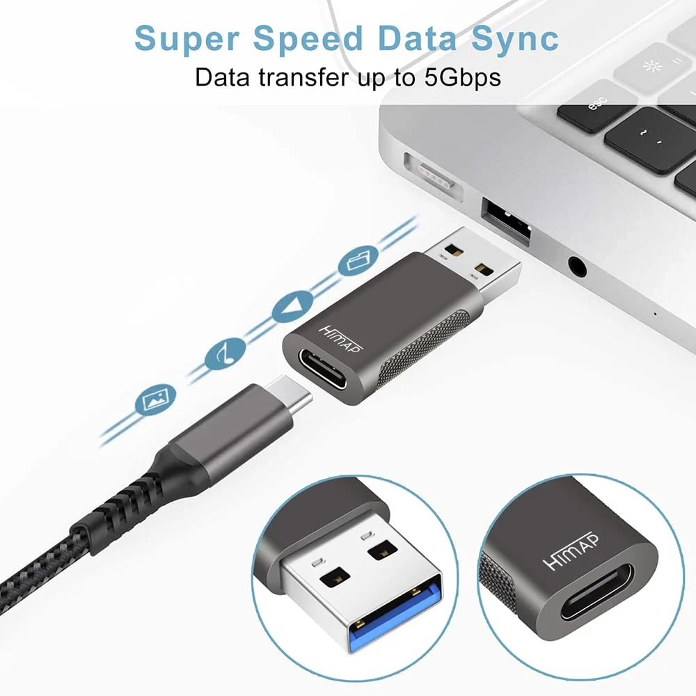 Pack of 4 USB C to USB Adapters, 2*USB-C to USB-A & 2*USB-A to USB-C Female Adapter Speed Data Transfer & Fast Charging for iPhone/PC/Samsung/iPad/Laptop/etc, USB to USB C Adapter (Pack of 4) - Image 7
