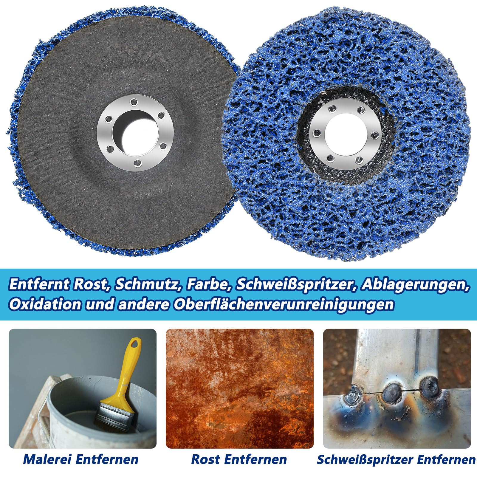 Pack of 5 125 mm CSD Disc, Grinding Disc, Coarse Cleaning Disc, Nylon Fabric Disc, Sanding Discs for Angle Grinder, Cleaning, Removing Paint, Rust, Welds and Oxidation Blue - Image 4